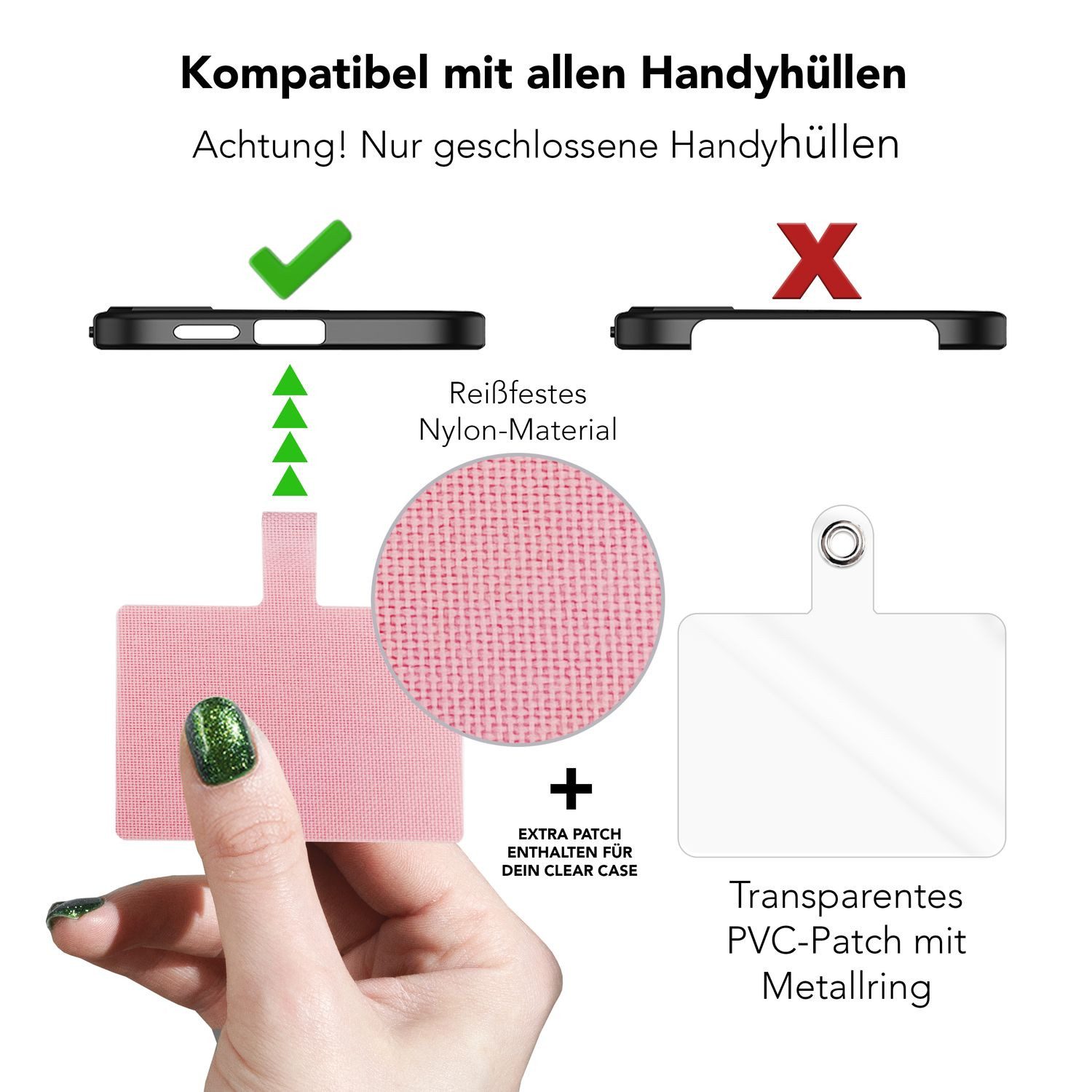 Nalia Handykette Universal Smartphone, Fashion Lanyard 160cm Verstellbar / Band für Handyhülle zum Umhängen