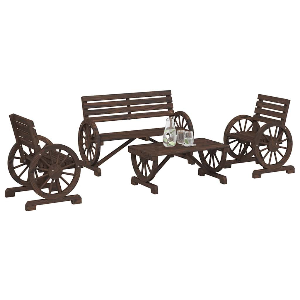 vidaXL Gartenlounge-Set 4-tlg. Garten-Lounge-Set Massivholz Tanne, (1-tlg)