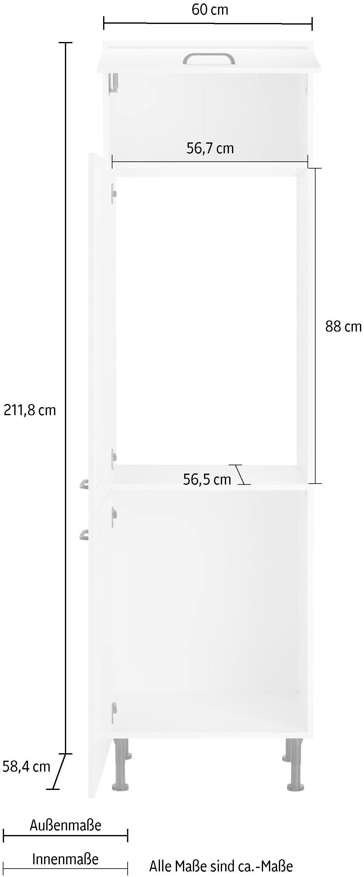 OPTIFIT Kühlumbauschrank Elga mit 60 Breite | höhenverstellbaren Soft-Close-Funktion, cm weiß/weiß weiß Füßen