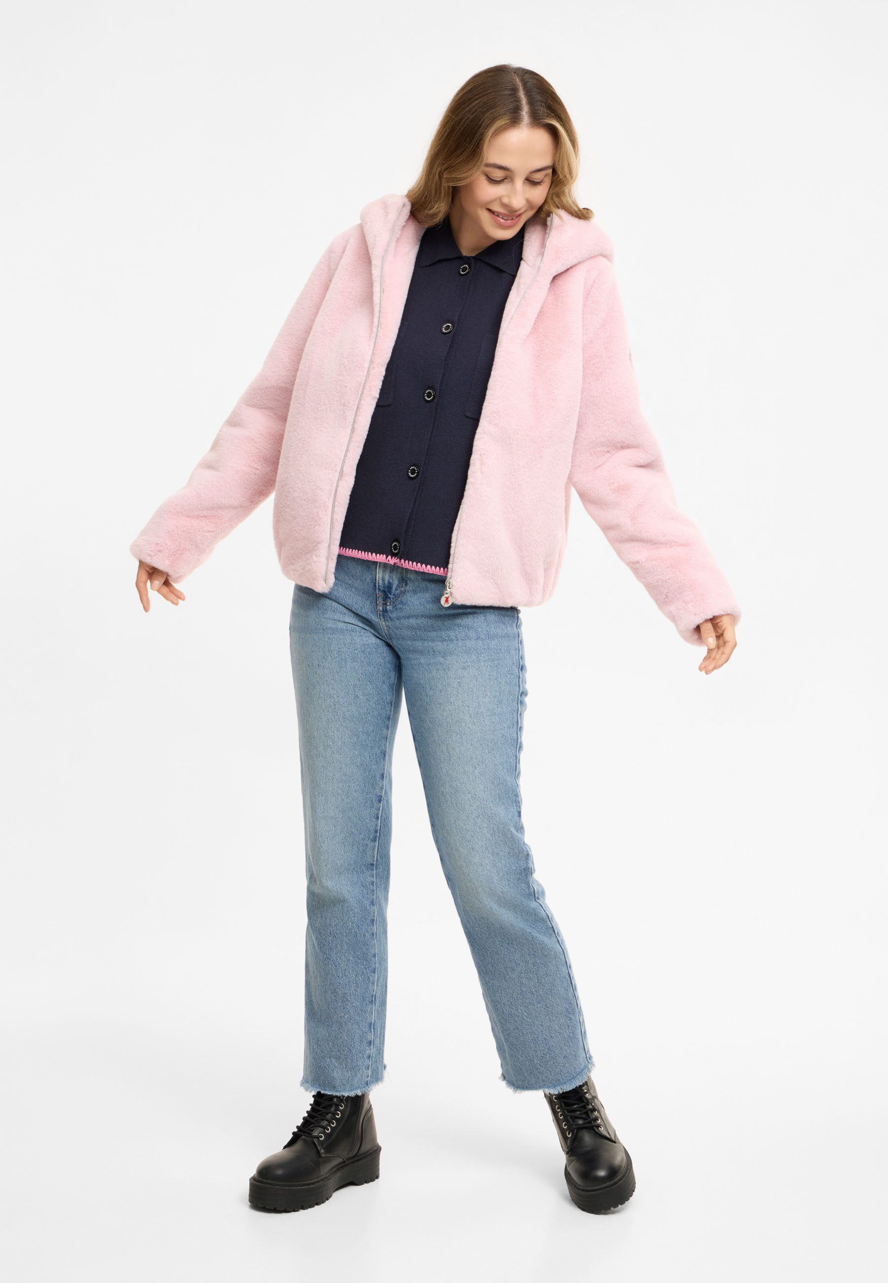 Frieda & Freddies Winterjacke Frieda & Freddies Fake-Fur-Jacke mit Kapuze