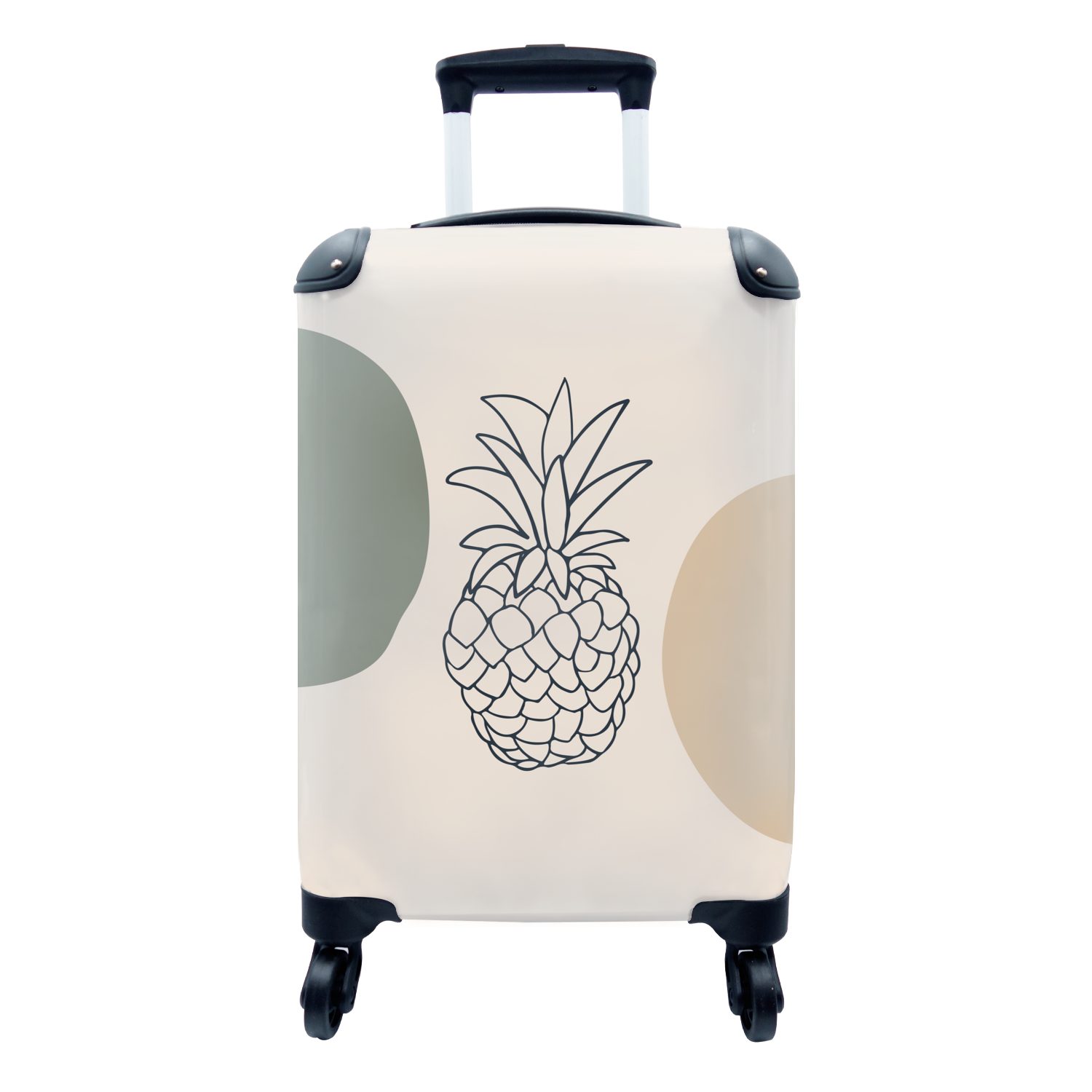 MuchoWow Handgepäckkoffer Obst - Ananas - Pastell, 4 Rollen, Reisetasche mit rollen, Handgepäck für Ferien, Trolley, Reisekoffer