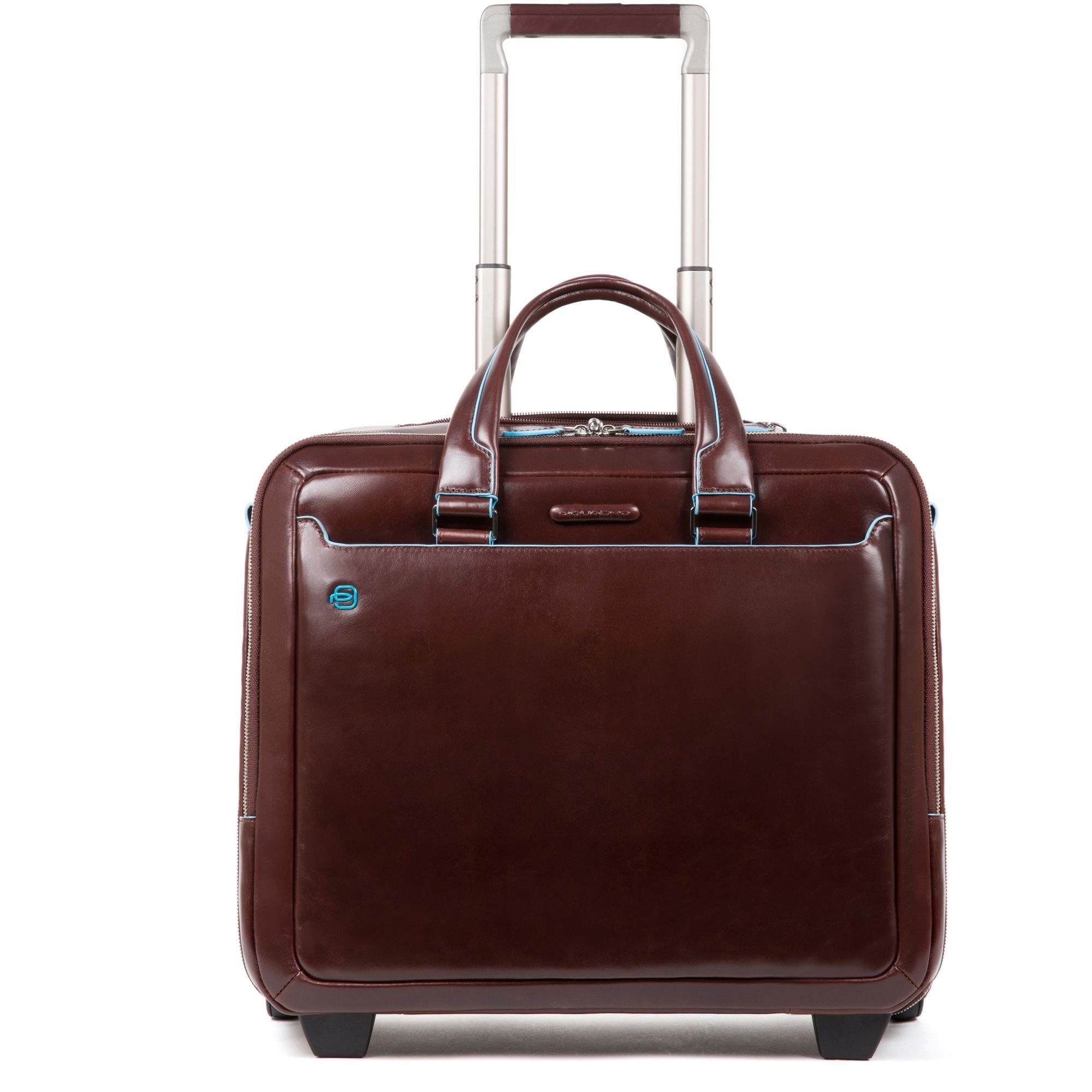 Square, Piquadro Leder Blue Rollen, Business-Trolley 2 mahogany