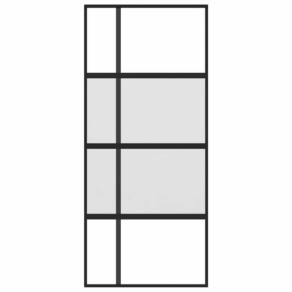 vidaXL Haustür Schiebetür Schwarz 90x205 cm Hartglas und Aluminium (1-St)