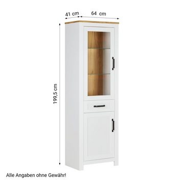 Homestyle4u Kommode Vitrine Highboard Wohnzimmerschrank Weiß (kein Set)