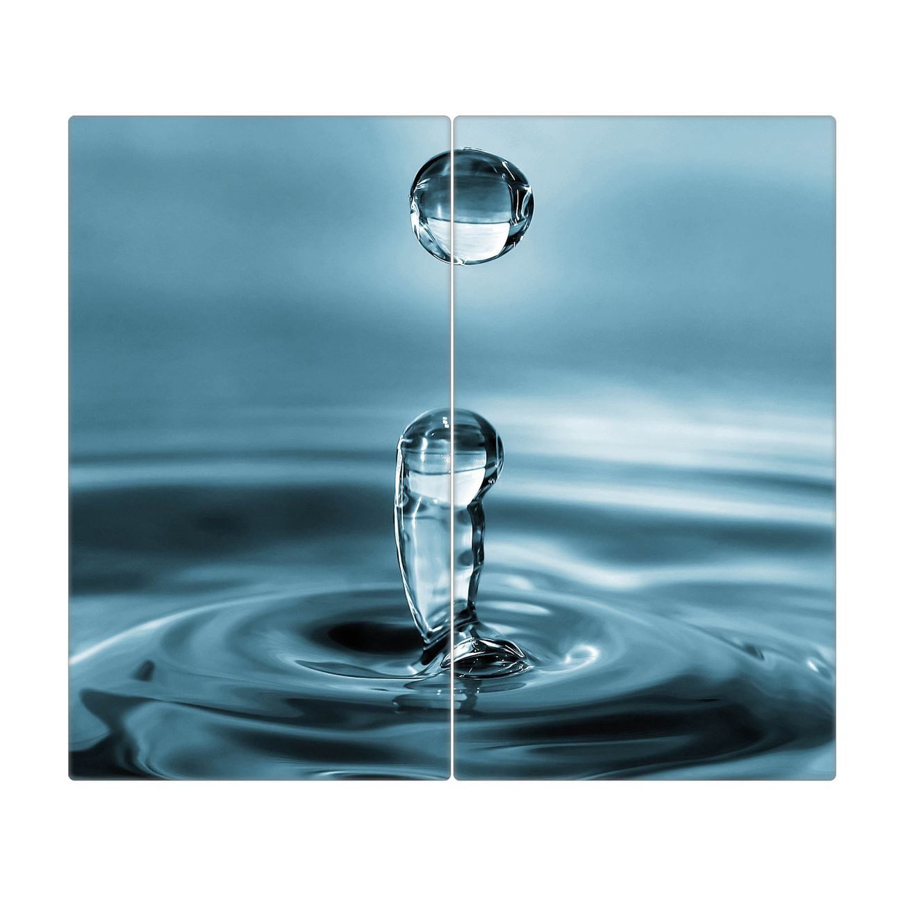 banjado Herd-Abdeckplatte zweiteilig aus Glas mit Motiv Wassertropfen, (gehärtet, 2 tlg., inkl. selbstklebende Gummifüßchen)