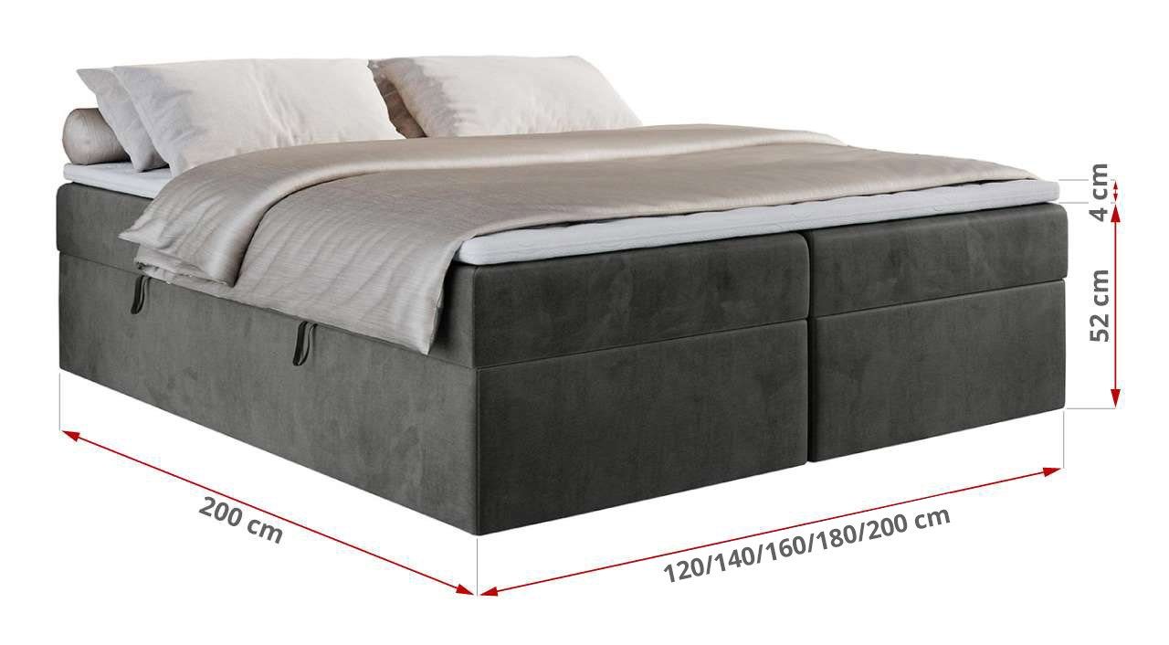 MKS MÖBEL Boxspringbett BASIS, mit Bettkasten, Doppelbett Multipocket-Matratze, zum Schlafzimmer