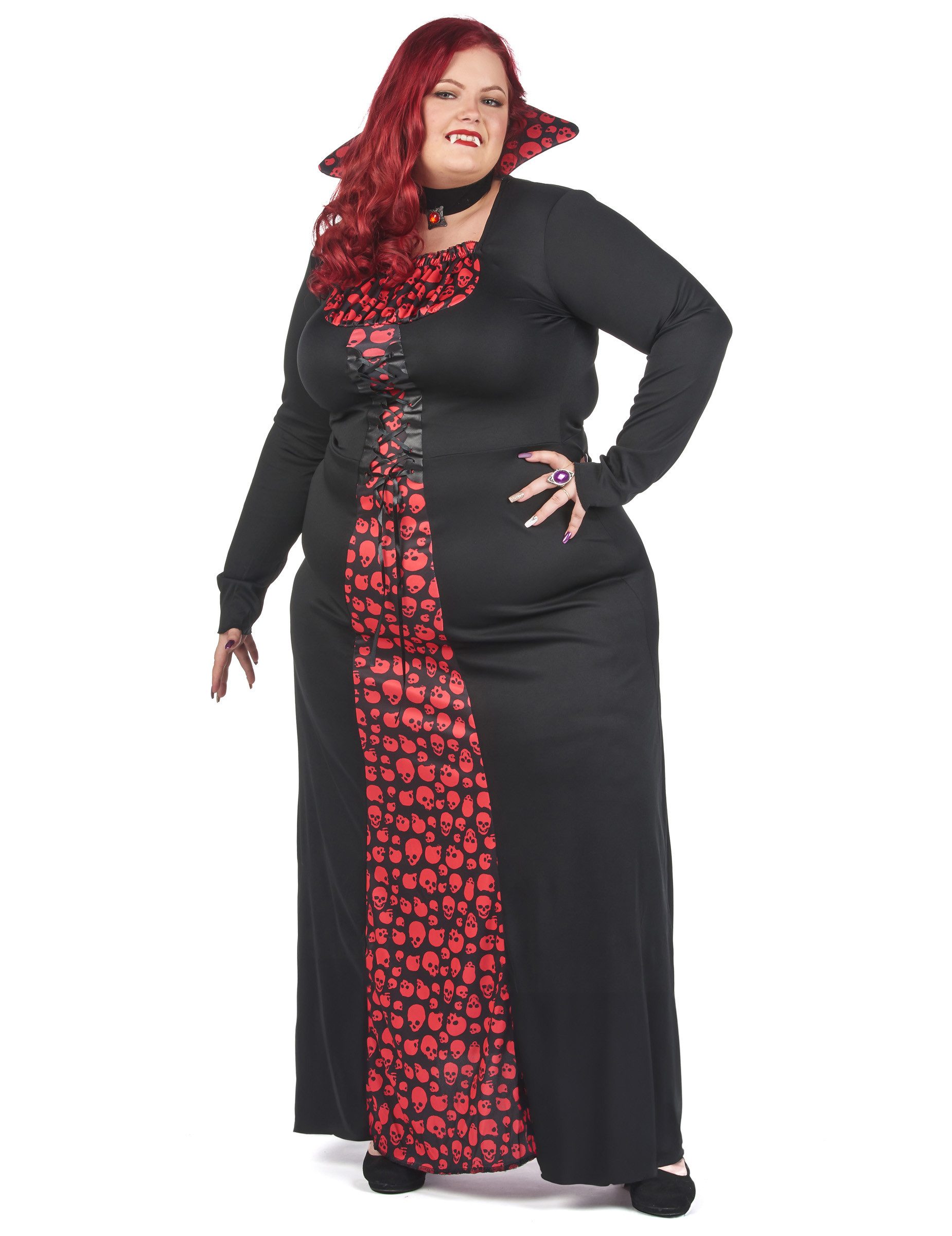 JADEO Vampir-Kostüm Plus Size Vampir-Kostüm für Damen schwarz-rot