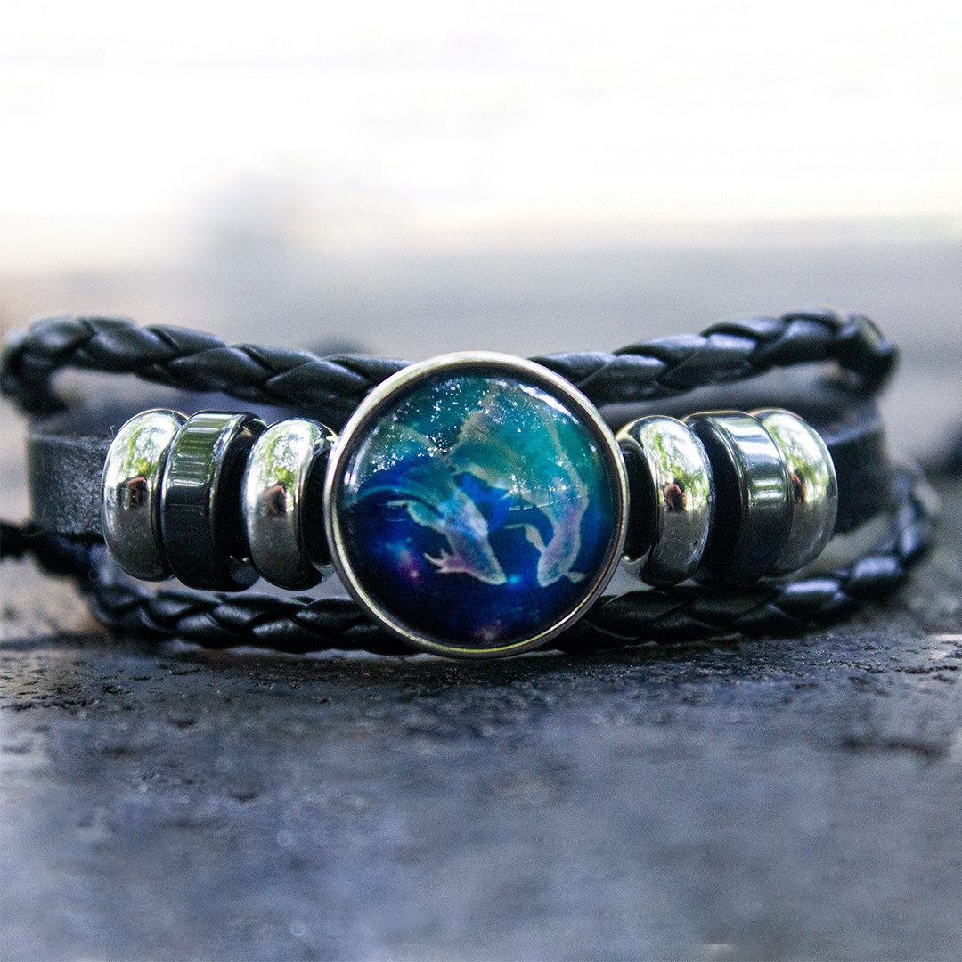 Stelby Armband mit Gravur Sternzeichen Fische mit 3D Gravur im Glas (Weihnachtsgeschenk, Geburtstagsgeschenk, Valentinstaggeschenk, modern, minimalistisch), langlebig, pflegeleicht, unisex