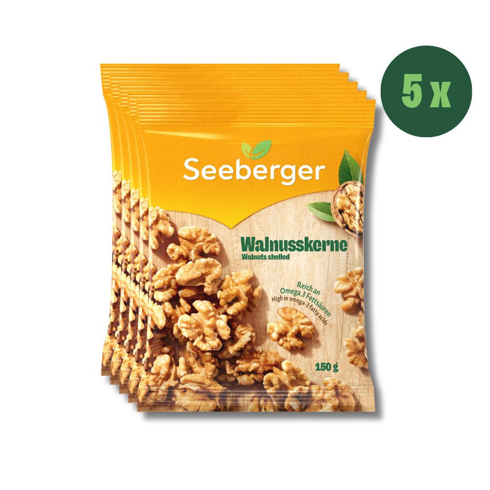 Seeberger Snacks Trockenfrüchte Seeberger Walnüsse Multipack - 5 x 150 g, naturbelassen