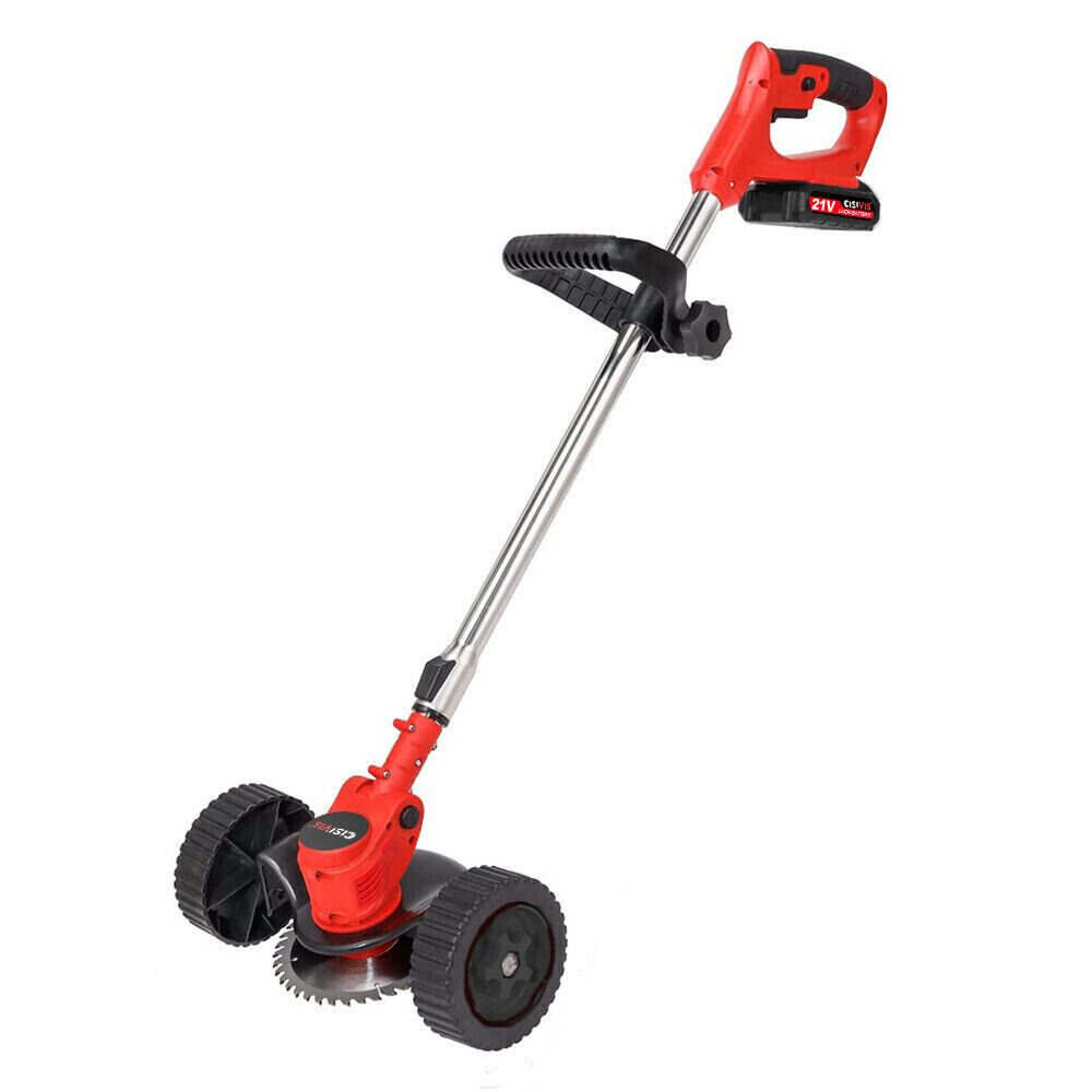 Gotagee Akku-Rasentrimmer Akku Rasenmäher 1200W,ausgestattet mit 2 2000mAh Akkus,Mit Klingenkopf, (Kommt mit zwei Batterien und Ladegerät), Verstellbare Teleskopstange, Akku-Rasenmäher mit Rädern