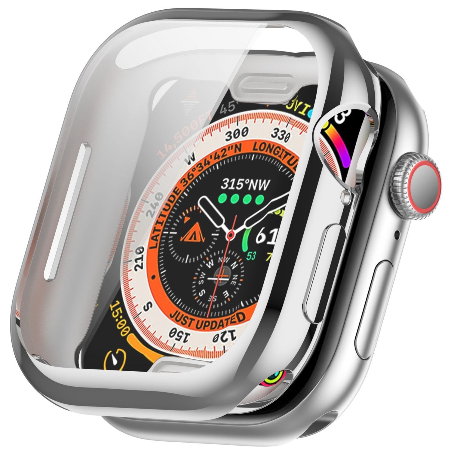 Wigento Smartwatch-Hülle Für Apple Watch Series 11 / 10 46mm Full Cover TPU Schutz Hülle Silber, Full TPU Schutzhülle, nahtlose Passform