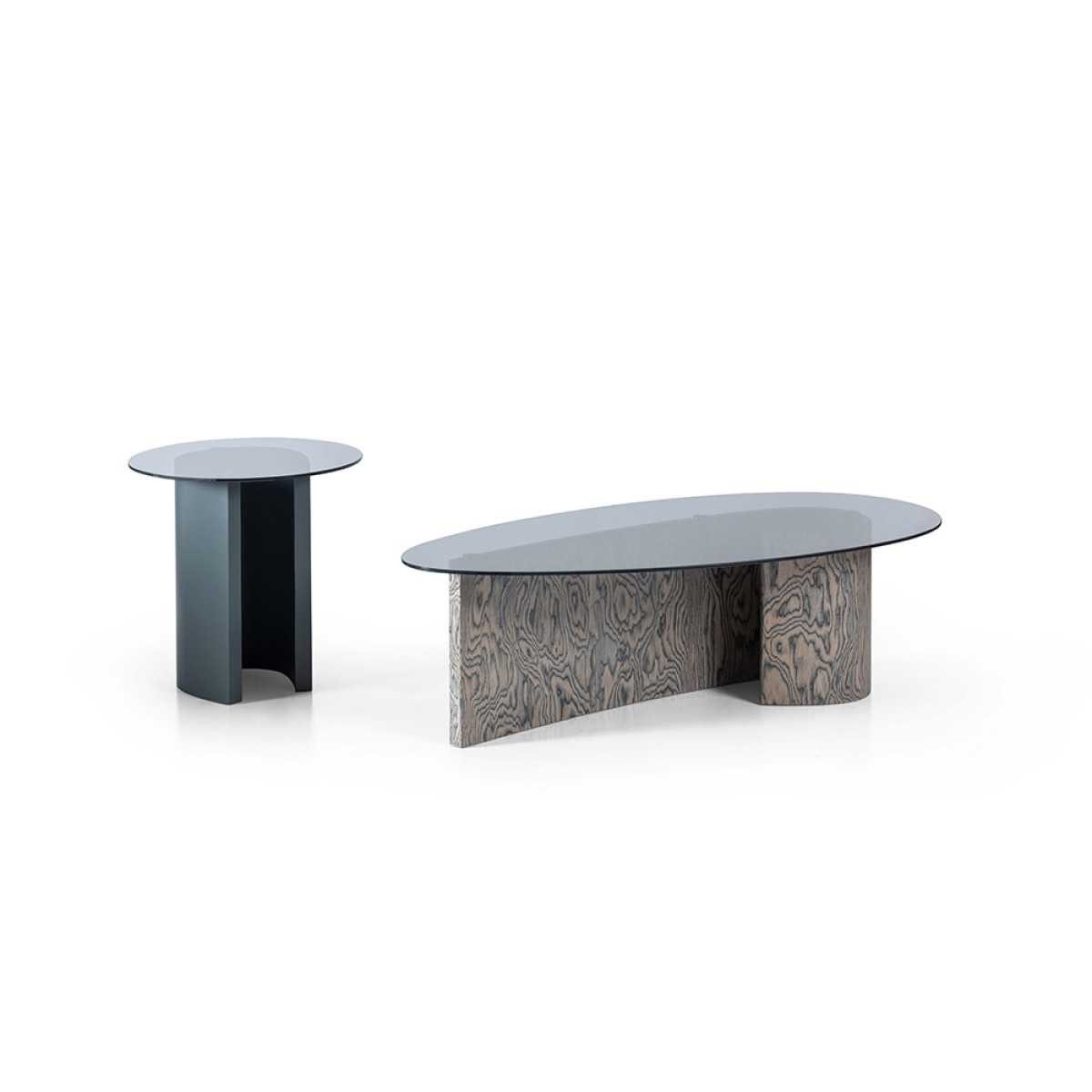 JVmoebel Satztisch JVMoebel Tischset mit Glasplatten und grauem Holzgestell (2-St), Made in Europa