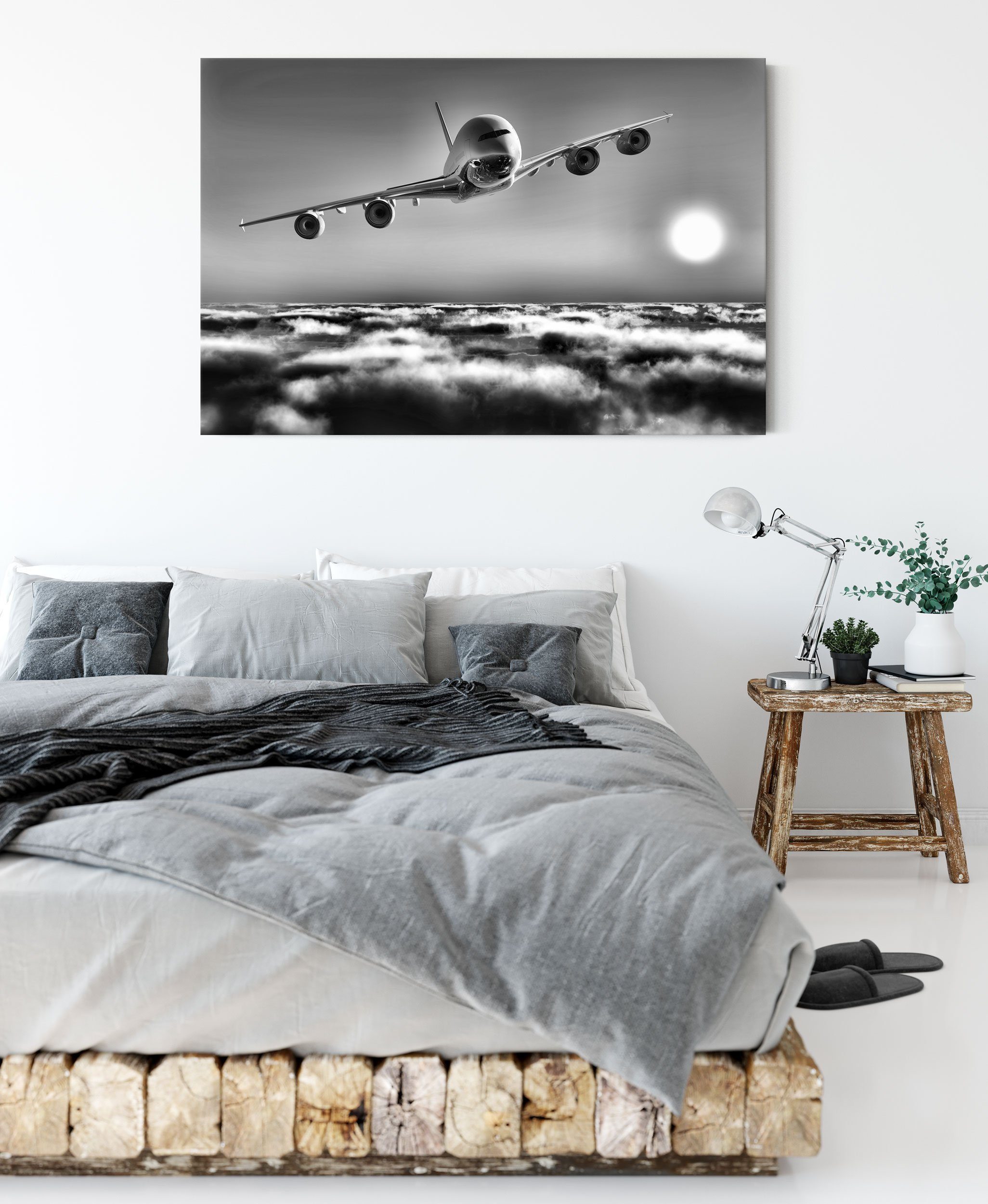 Leinwandbild St), Flugzeug, fertig Flugzeug (1 inkl. Leinwandbild bespannt, Zackenaufhänger Pixxprint