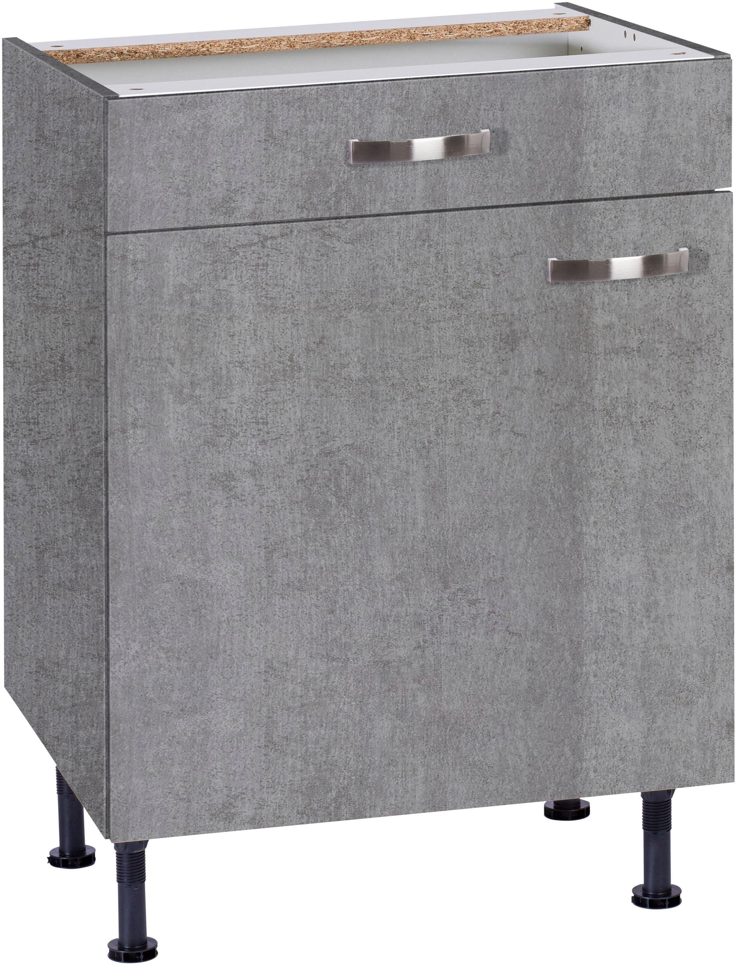 OPTIFIT Unterschrank Cara Breite 60 cm, mit Vollauszug und Soft-Close-Funktion beton/beton | beton