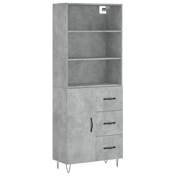 vidaXL Anrichte Highboard Betongrau 69,5x34x180 cm Holzwerkstoff