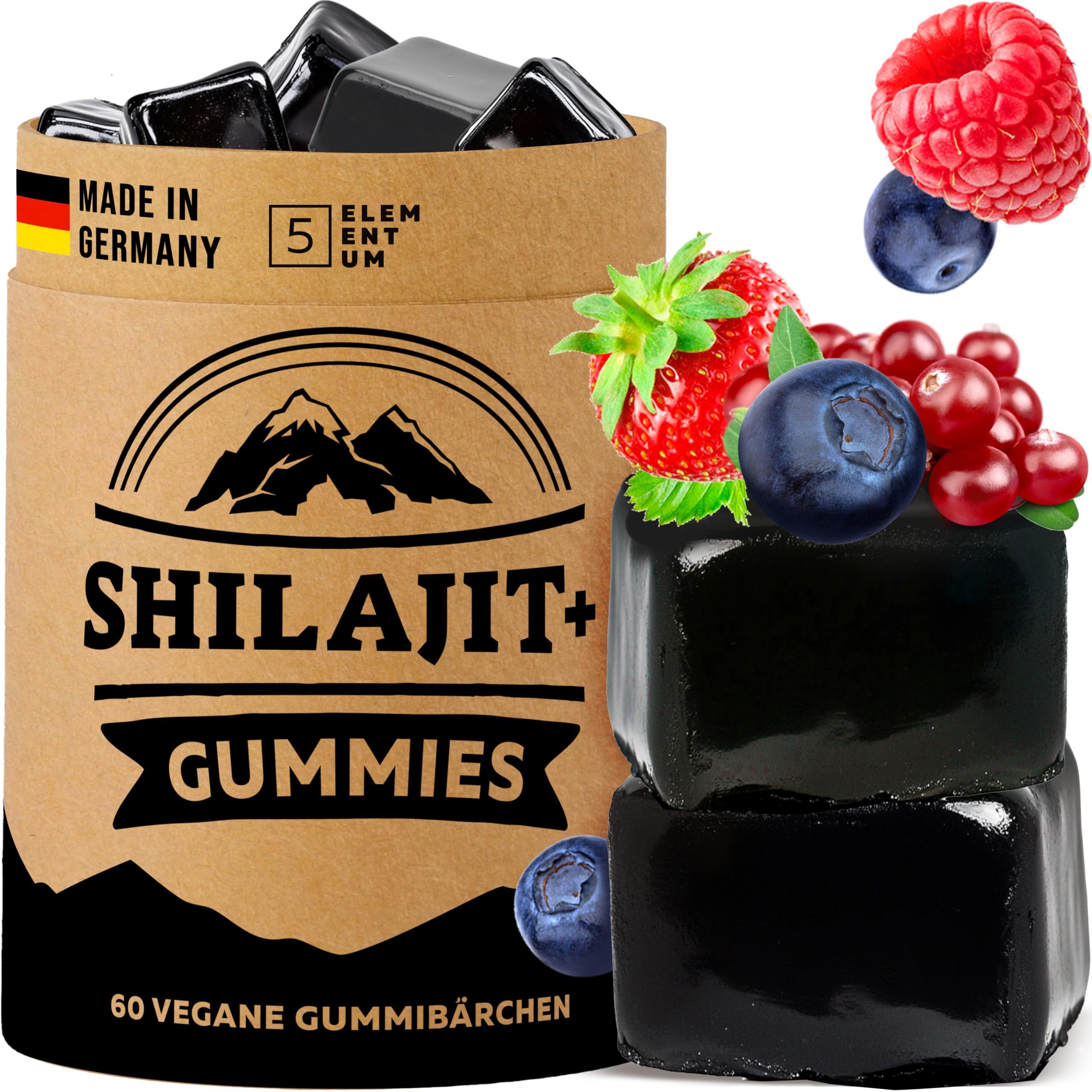 5 Elementum Shilajit Original Gummies - 1600mg pro Tagesdosis Kapseln, Shilajit aus dem Himalaya für Energie & Vitalität - 100% Natürlich & Vegan à 210 g