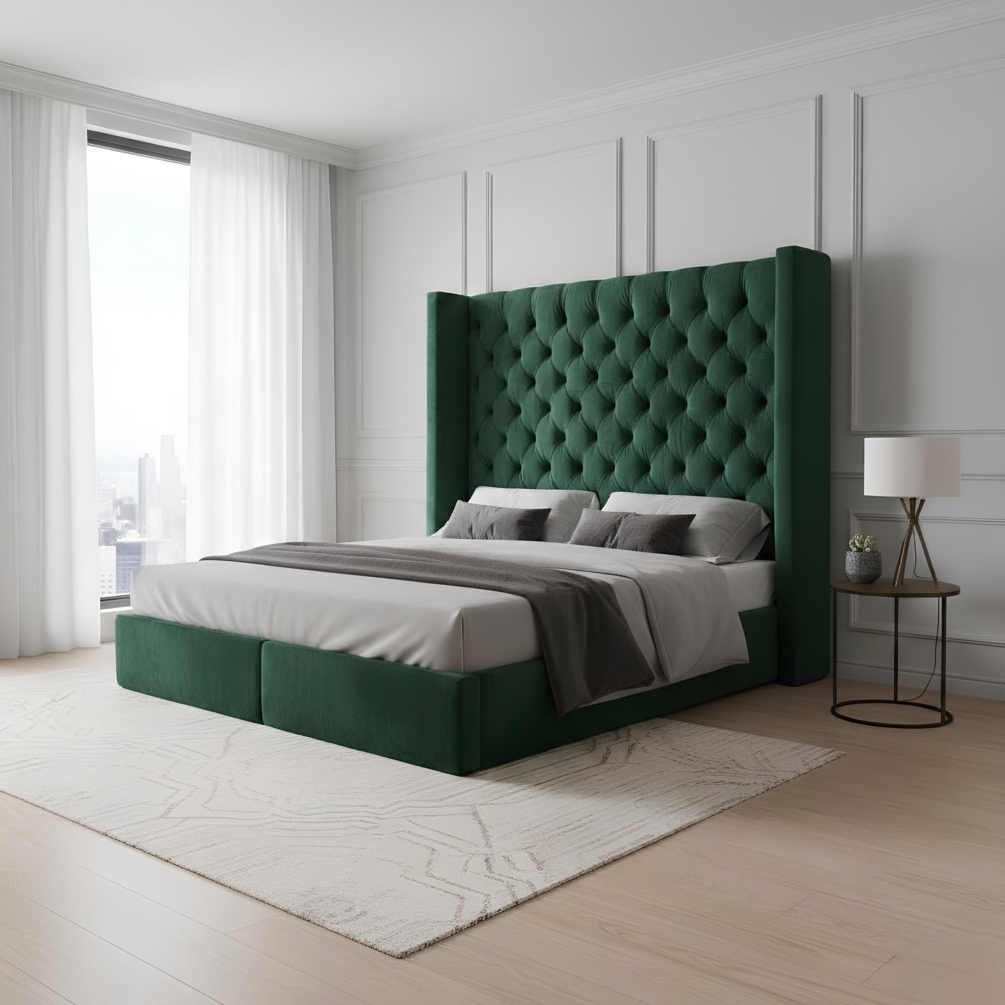 JVmoebel Polsterbett Chesterfield Polsterbett aus Samt für modernes Schlafzimmer (1-tlg., Bett), Made in Europa