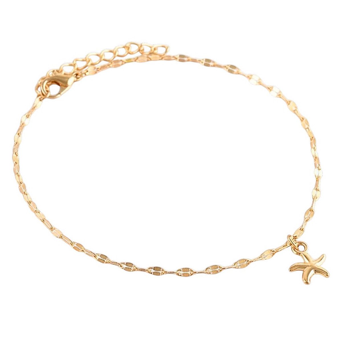 KARMA Fußkette mit Anhänger Fußkettchen Seestern Gold 21 cm modern (1-tlg., Urlaub Strand Abendmode), filigran Fußschmuck