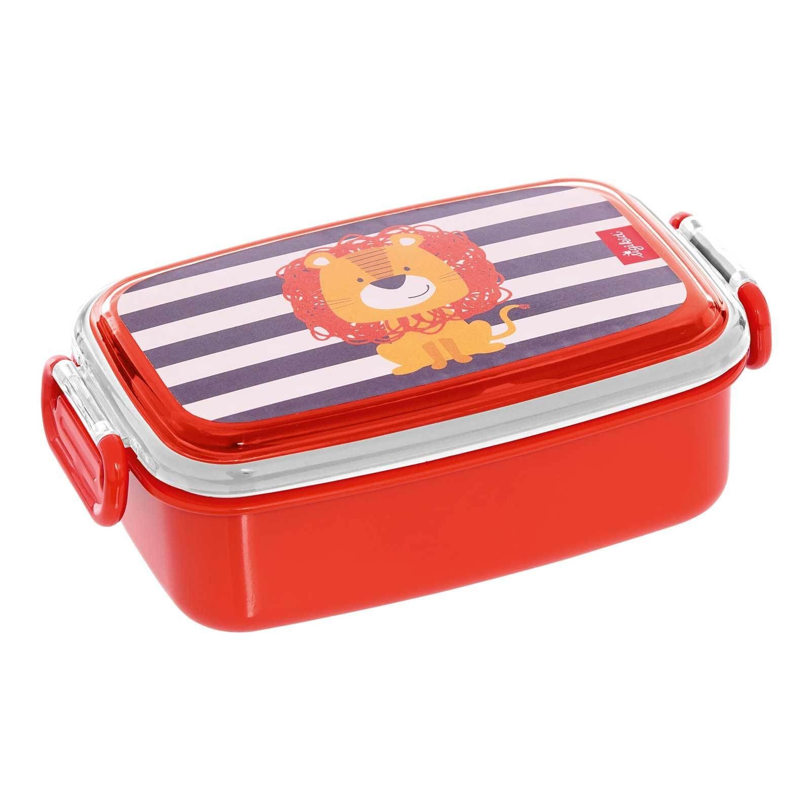 Sigikid Lunchbox Lunchbox 18 x 9 x 5 cm, Material-Mix, (1-tlg), Spülmaschinengeeignet, Motiv-Deckel mit der Hand spülen Löwe, rot