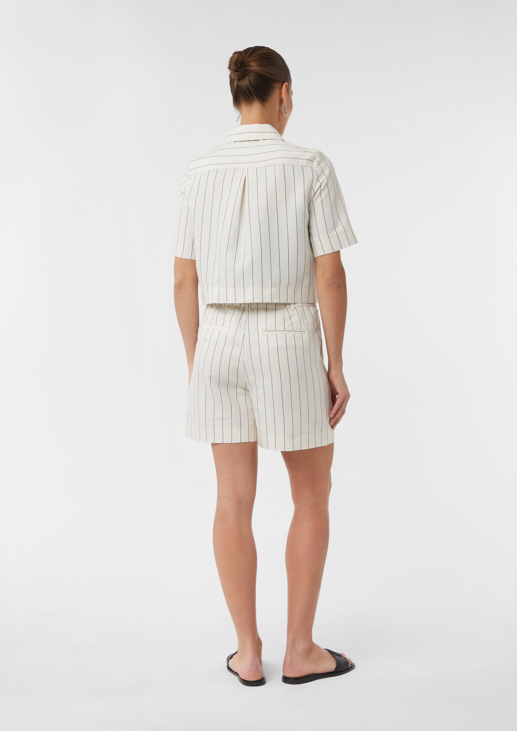 comma Hemdjacke Indoor-Jacke Kurzärmeliges Leinenmix-Overshirt im Boxy Fit