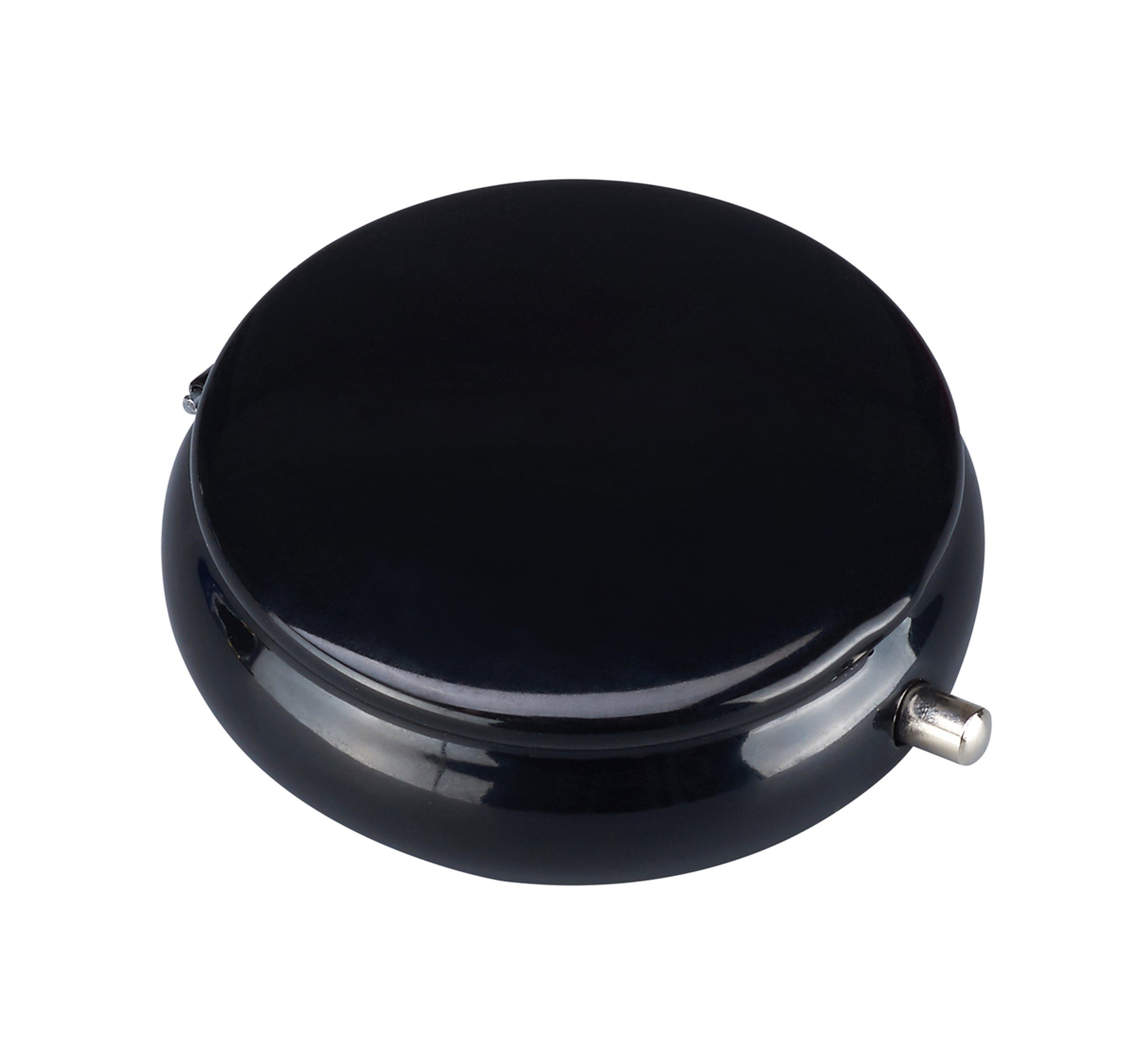 CHAMP Aschenbecher Taschen ASCHENBECHER Ø5,5cm mit Deckel aus Metall rund 76 (Schwarz), mit Ablagefläche Reiseaschenbecher Taschenaschenbecher Reise Outdoor