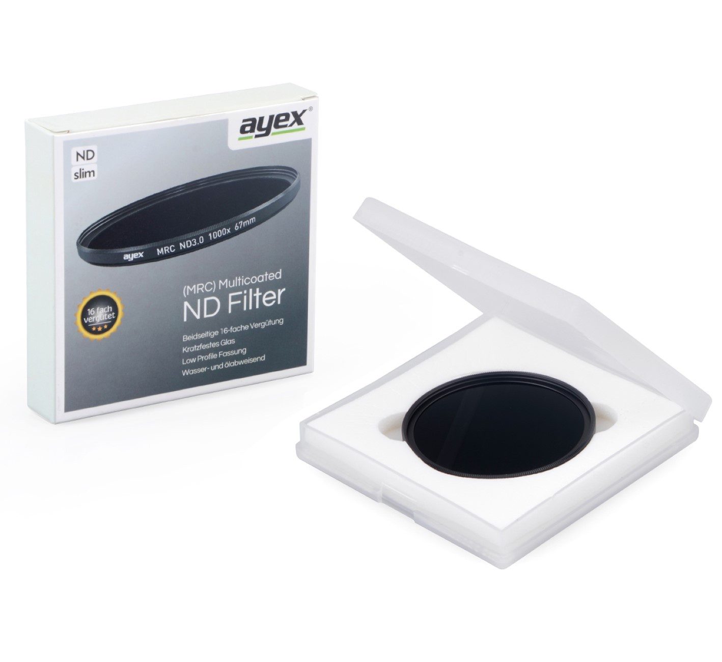 ayex MRC Neutral Density Filter ND3.0 95mm Multicoated Slim ND1000x Graufilter