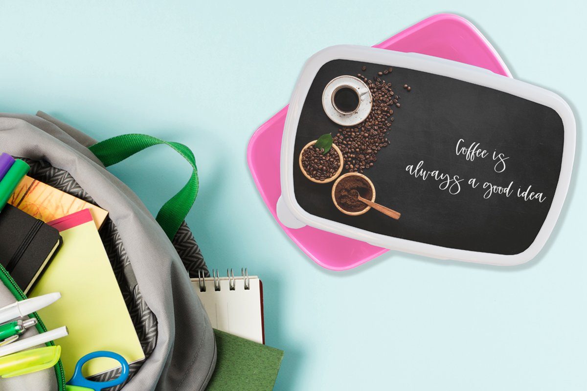 Snackbox, (2-tlg), eine - Mädchen, Brotdose Kinder, für Lunchbox Sprichwörter gute Zitate immer Erwachsene, - Idee rosa MuchoWow - Kunststoff, Kaffee Kaffee, ist Brotbox Kunststoff