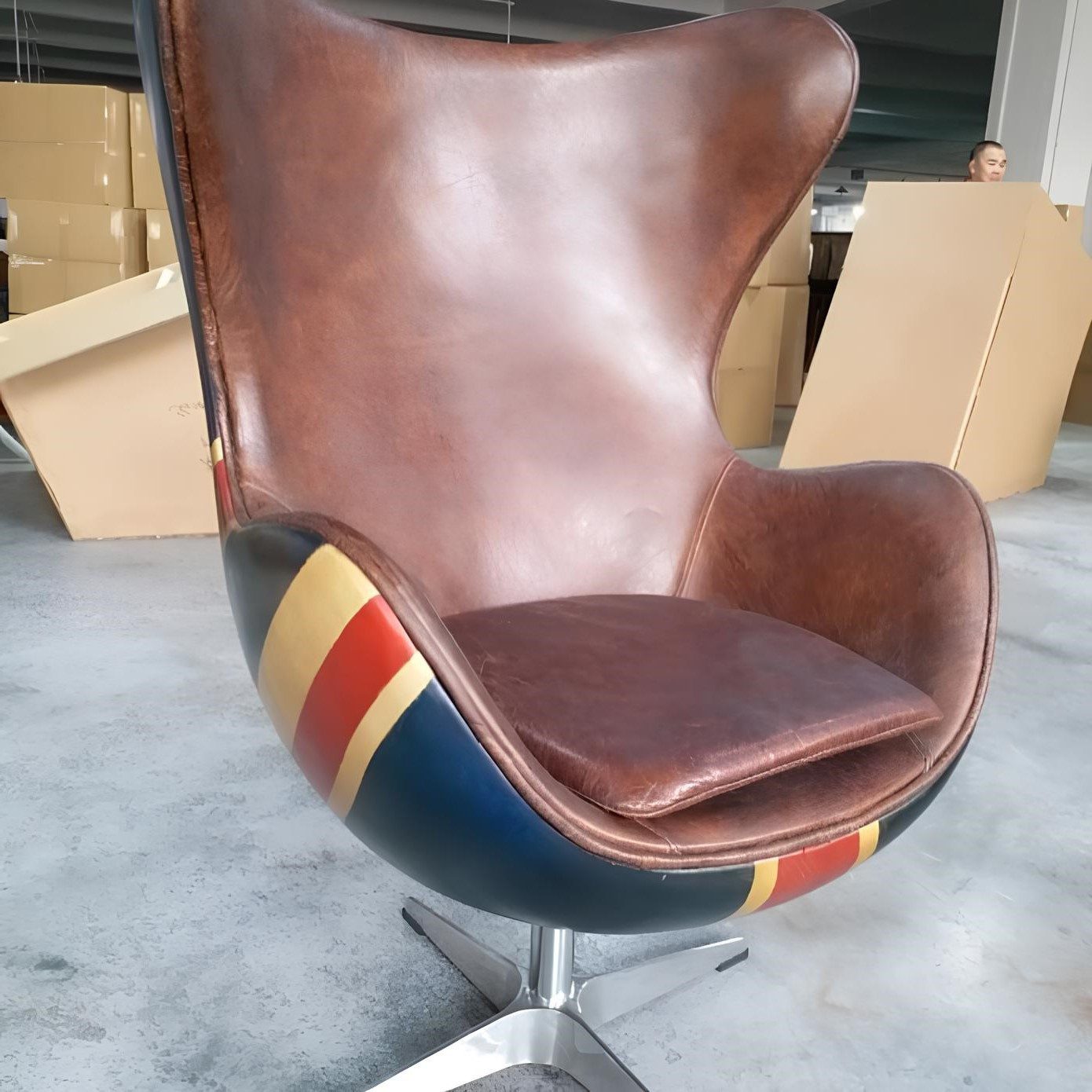 Xlmoebel Ohrensessel Stuhl im Vintage-Stil mit drehbarem Sitz - Chef-Sessel, Hergestellt in Europa