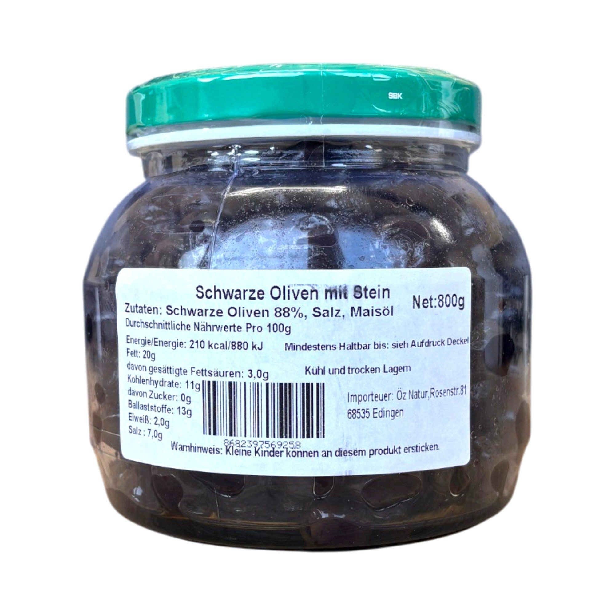 Öz Natur Antipasti, Gemlik Schwarze Oliven mit Stein 800g