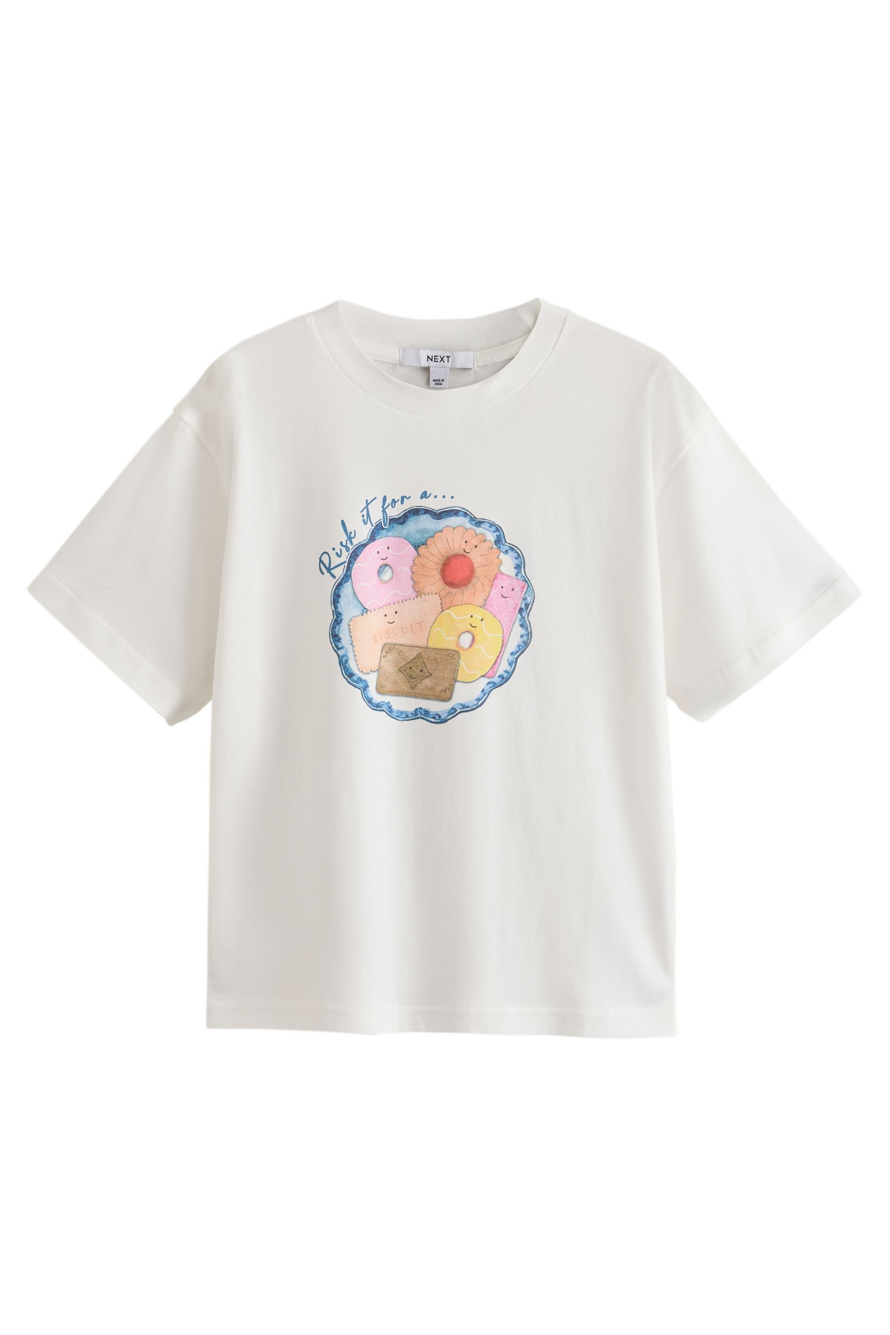 T-Shirt Oversized Fit T-Shirt mit Grafik, Biscuit
