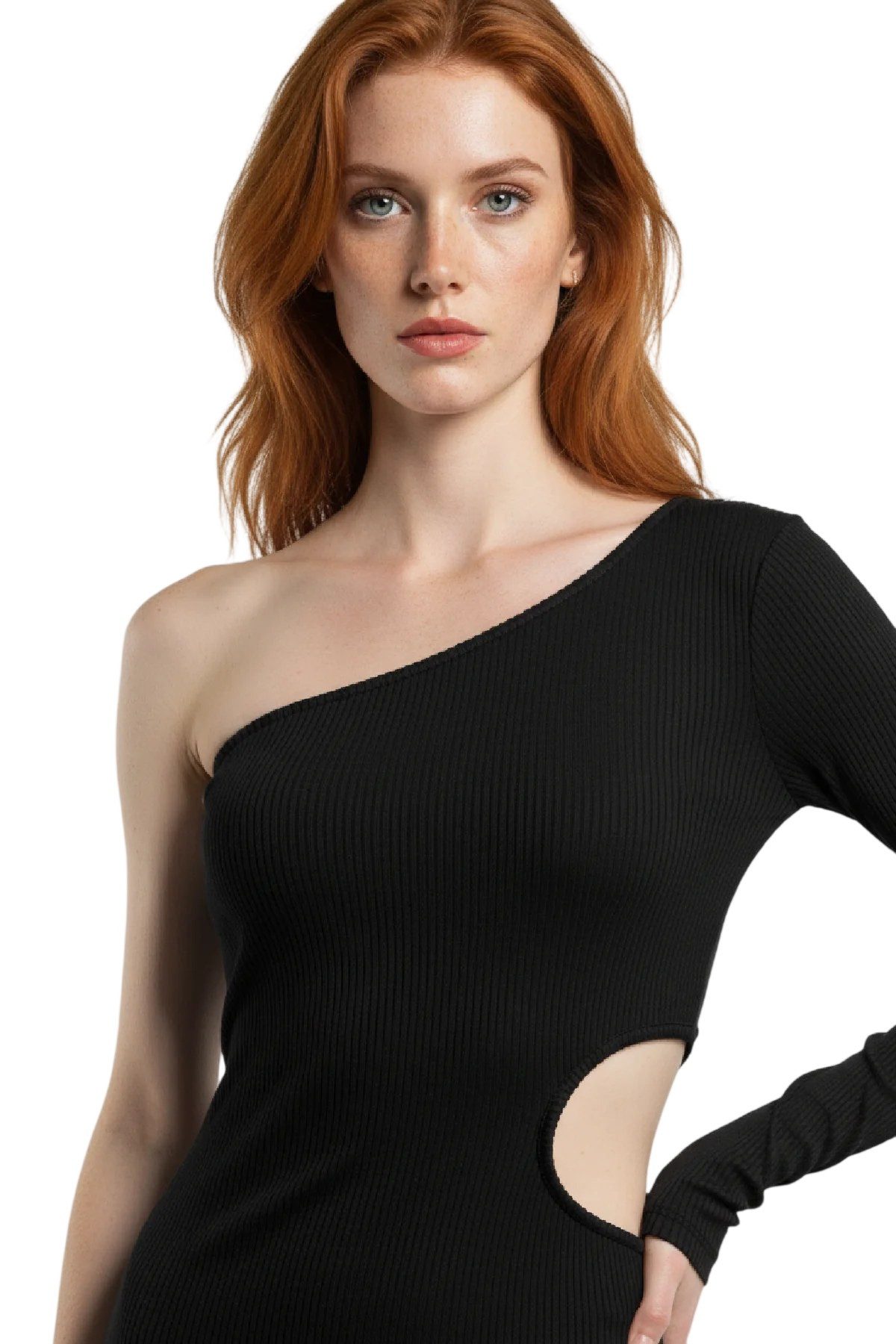 Alexa Dash Midikleid Langes Kleid mit einer Schulter