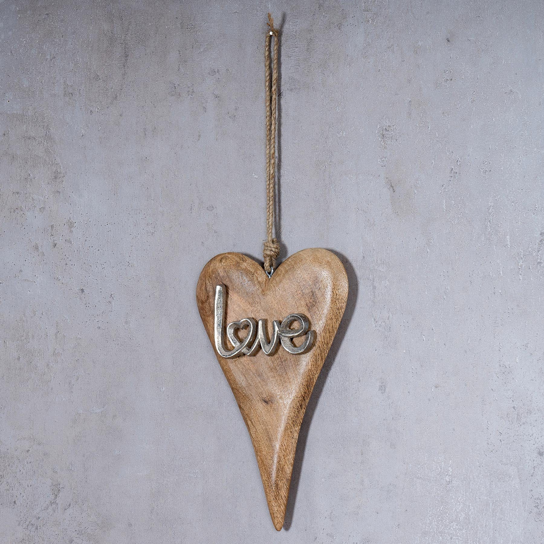 Holz Mango Levandeo® Aufhänger Love Wanddeko Türschild Deko-Schriftzug, Schriftzug H26cm