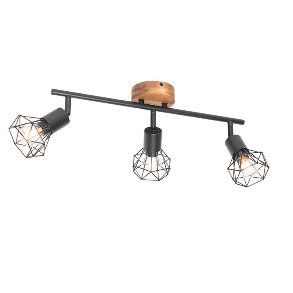 Qazqa LED Aufbaustrahler Mosh, ohne Leuchtmittel, Warmweiß, QAZQA Aufbau­spot, e14, Braun, Stahl, Industrie