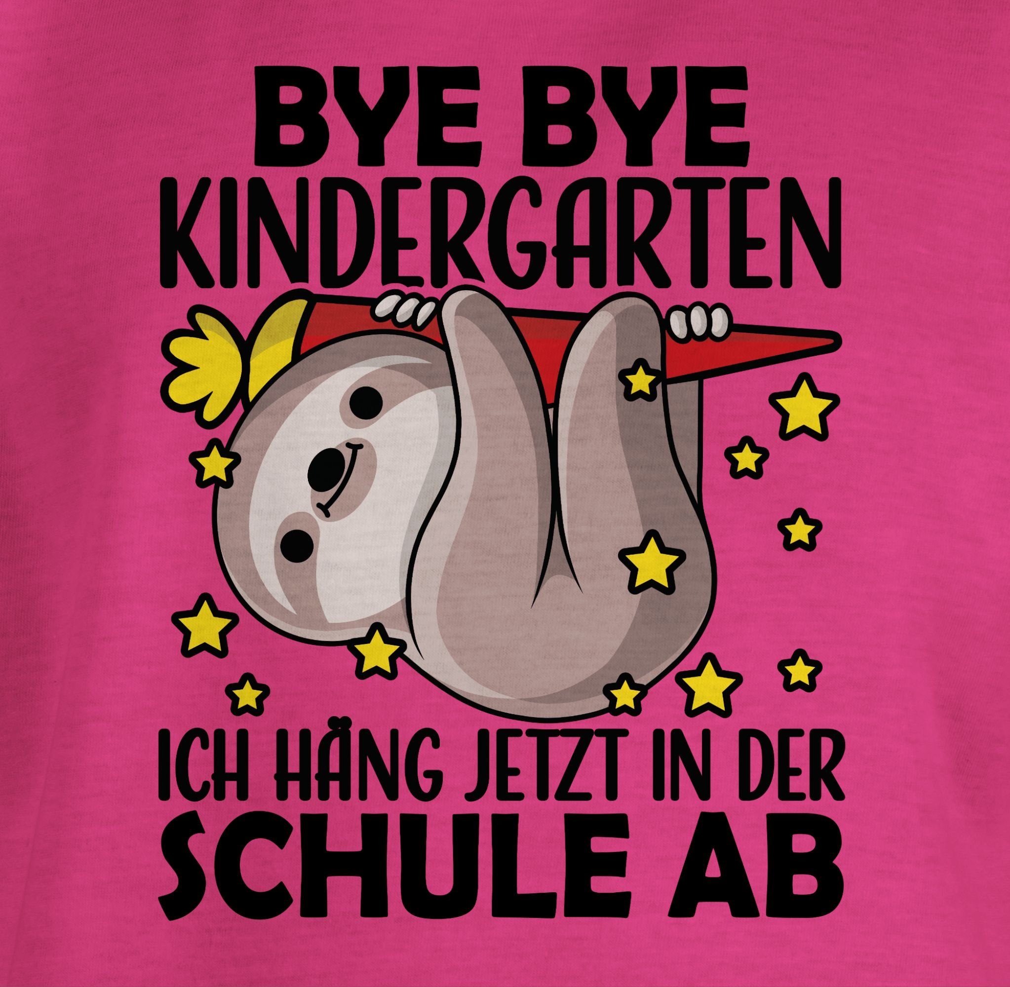 - s mit Shirtracer Fuchsia der Bye ich Einschulung Schule Bye hänge in Faultier 1 Mädchen jetzt T-Shirt Kindergarten ab