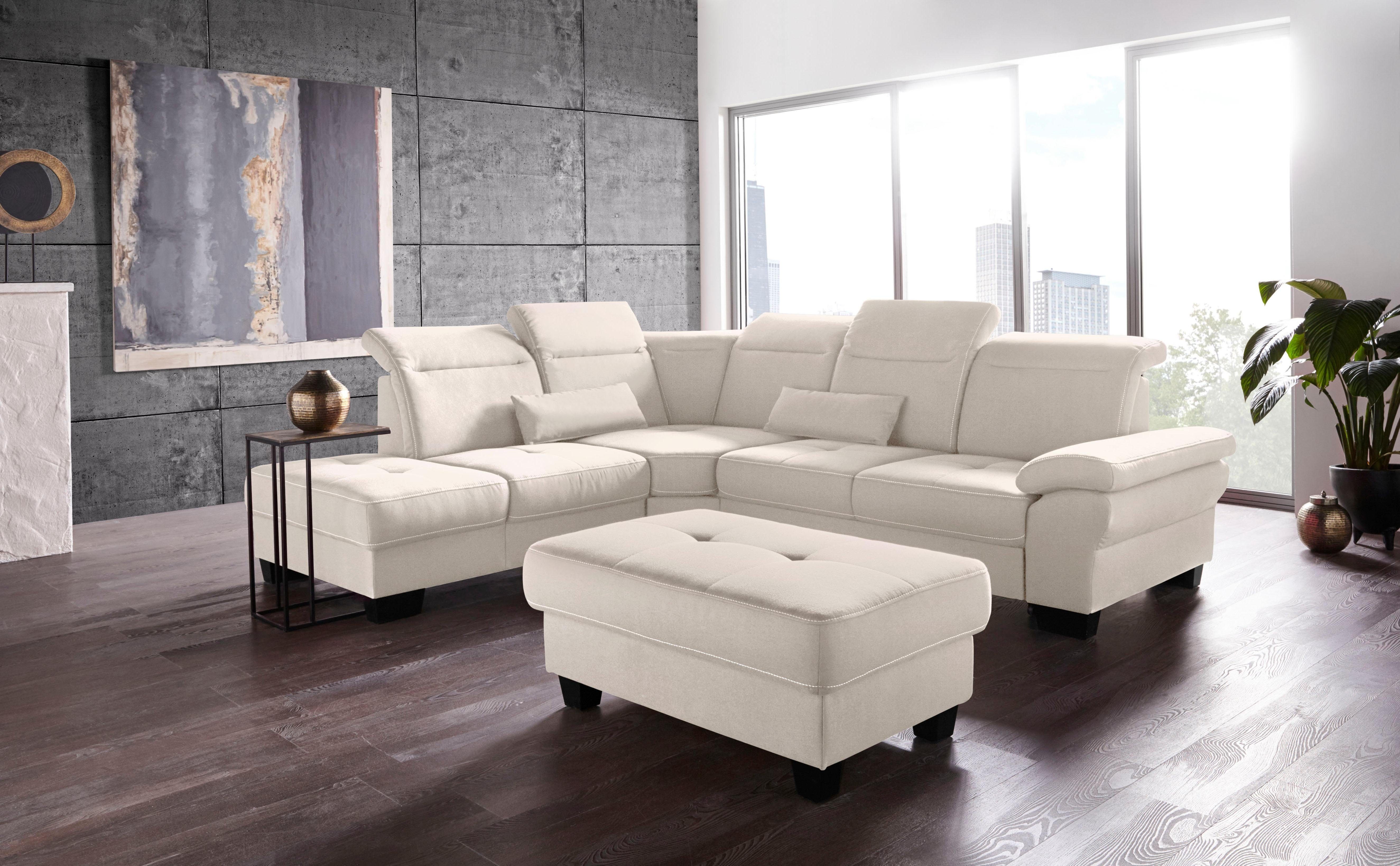 Home affaire Ecksofa Cornwall L-Form, incl. Sitztiefenverstellung, mit Bettfunktion und Kopfteilverstellung