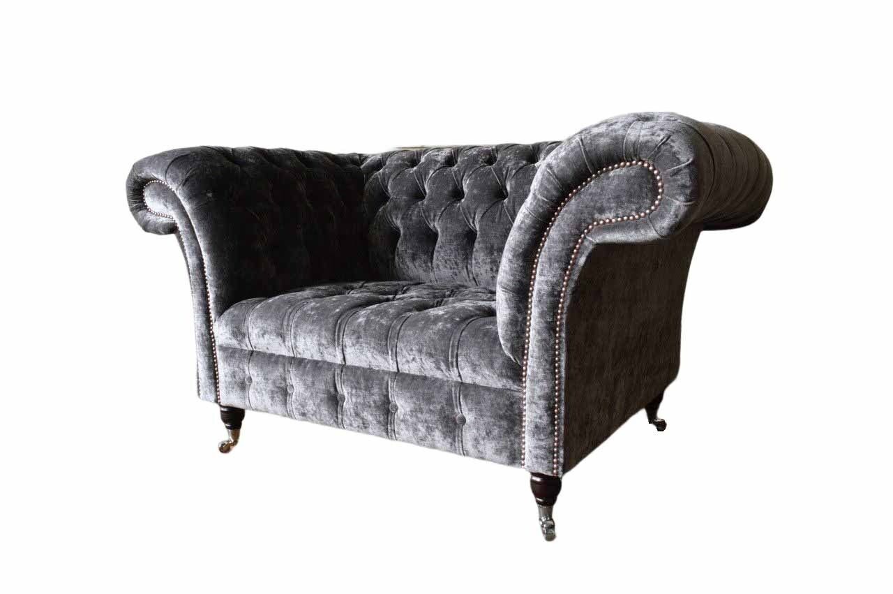 JVmoebel Sofa Design Chesterfield Stoff Couch Sessel 1.5 Sitzer Polster Lounge Neu, Made In Europe