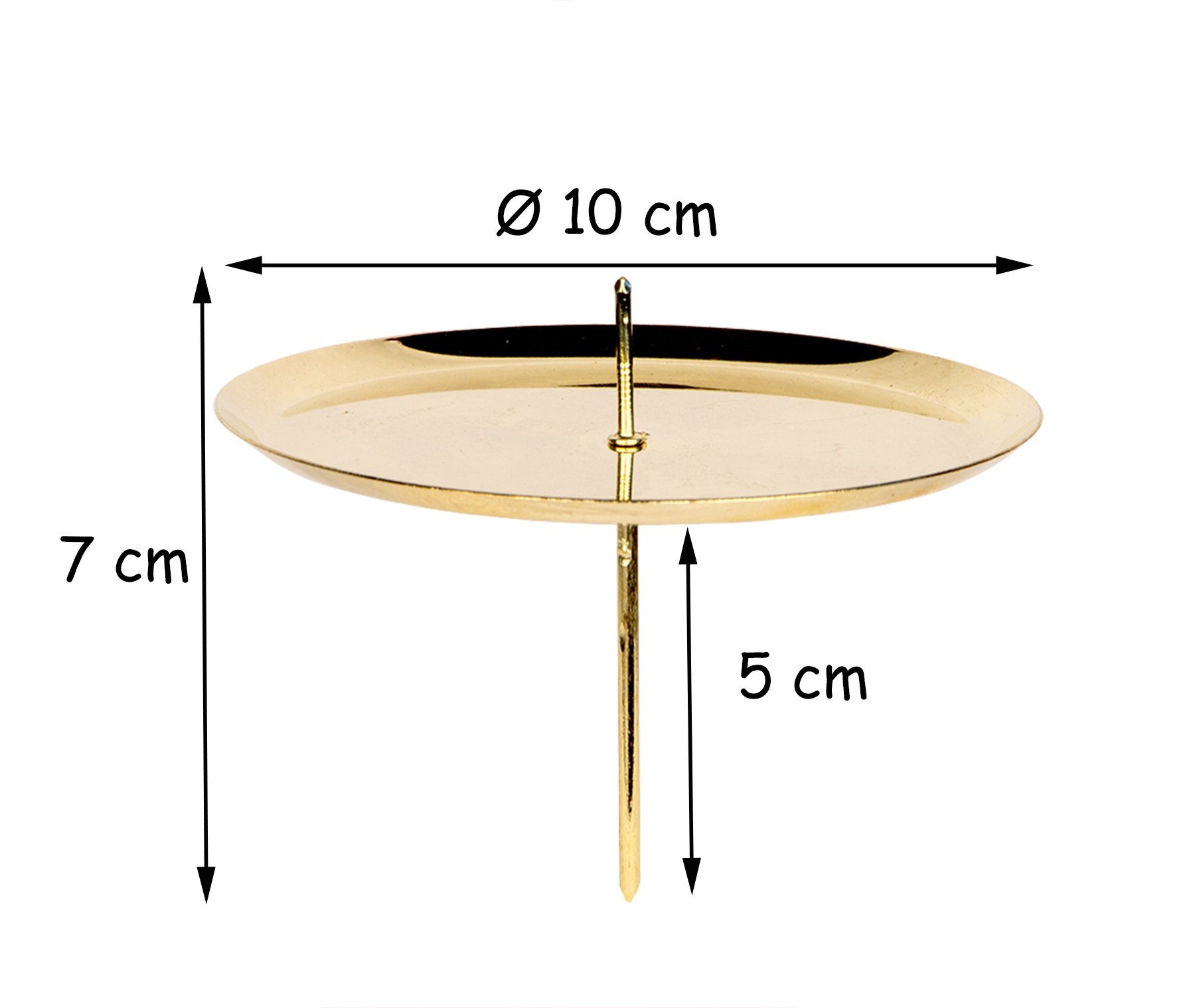 Kerzenteller 4x Ø Kerzenhalter Gold Stecken BigDean zum Adventskranz 10cm Kerzenständer