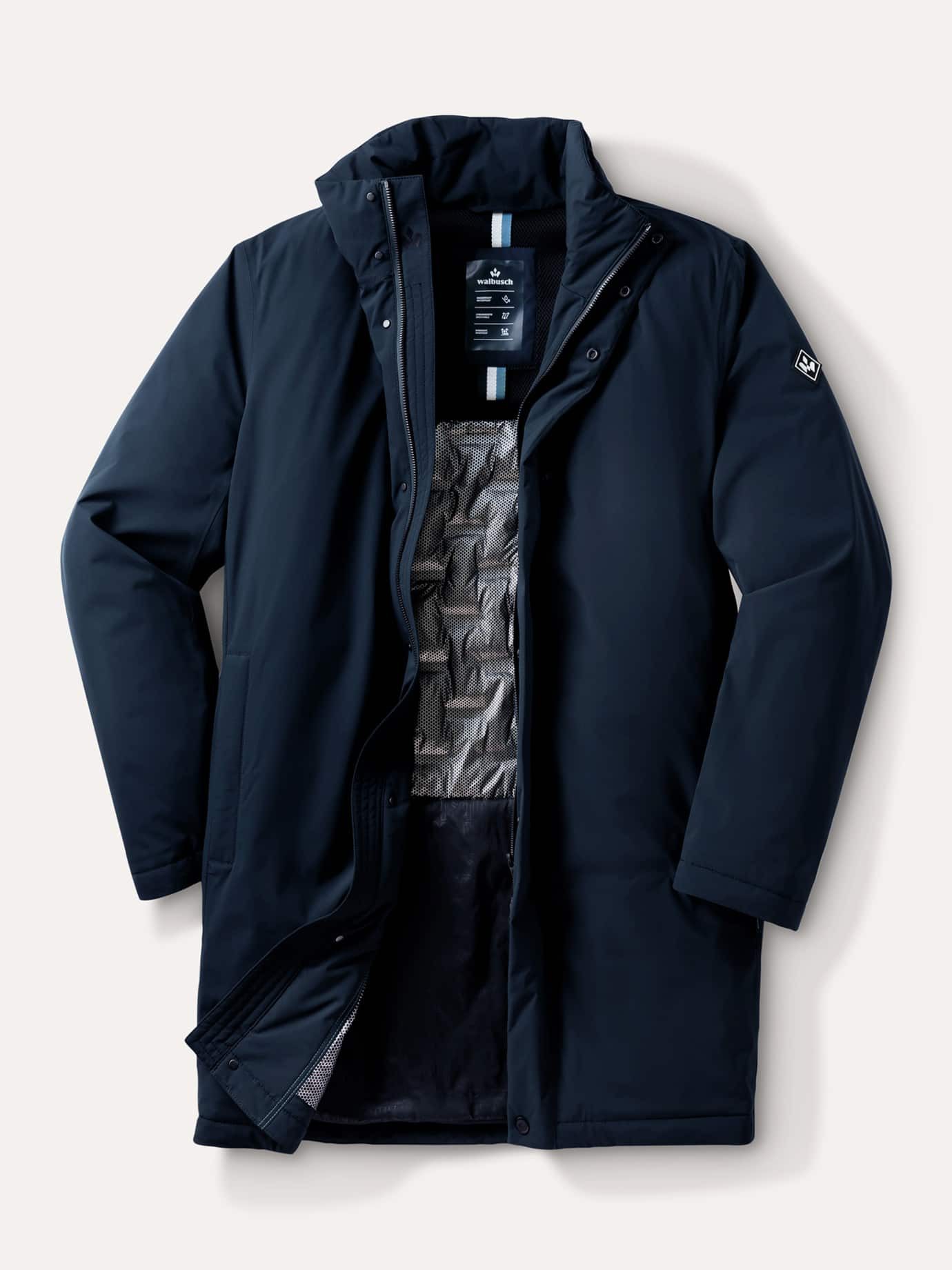 Walbusch Parka Herren Aquastop Daunen Hybrid Jacke mit Kapuze mit echter Daune, Knopfleiste sowie wasserdicht und atmungsaktiv – Bild 2 von 4