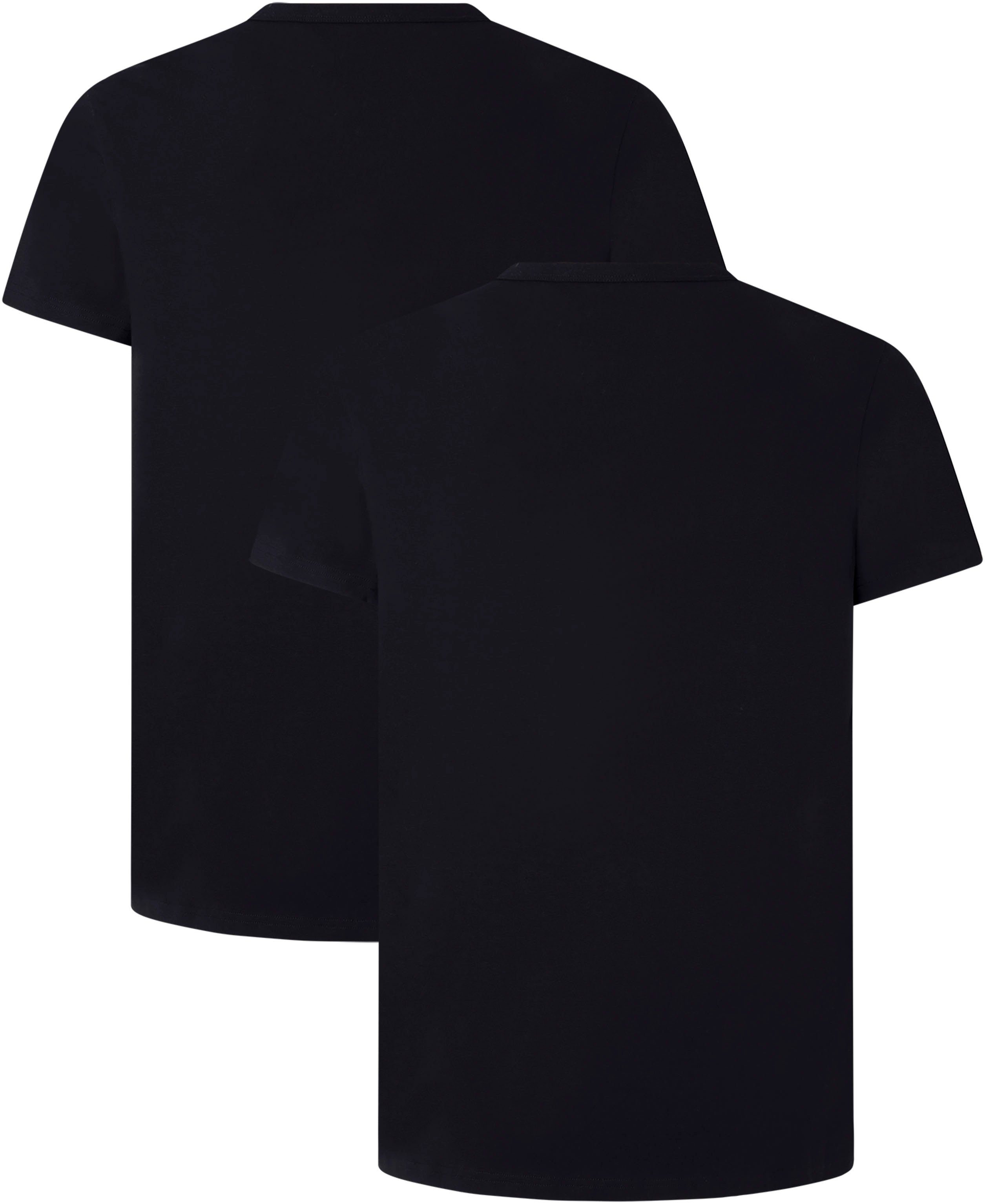 + Rundhalsshirt schwarz mit Pepe schwarz Jeans Stretch (Packung)