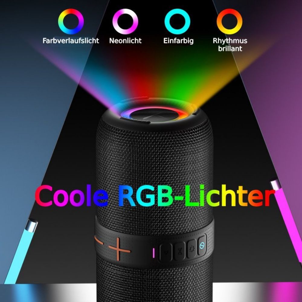 Forrlite Lautsprecher, Bluetooth-Lautsprecher Bluetooth-Lautsprecher (40 W, Bluetooth, Kabellos, IPX5 wasser- und staubdicht, RGB-Modus)