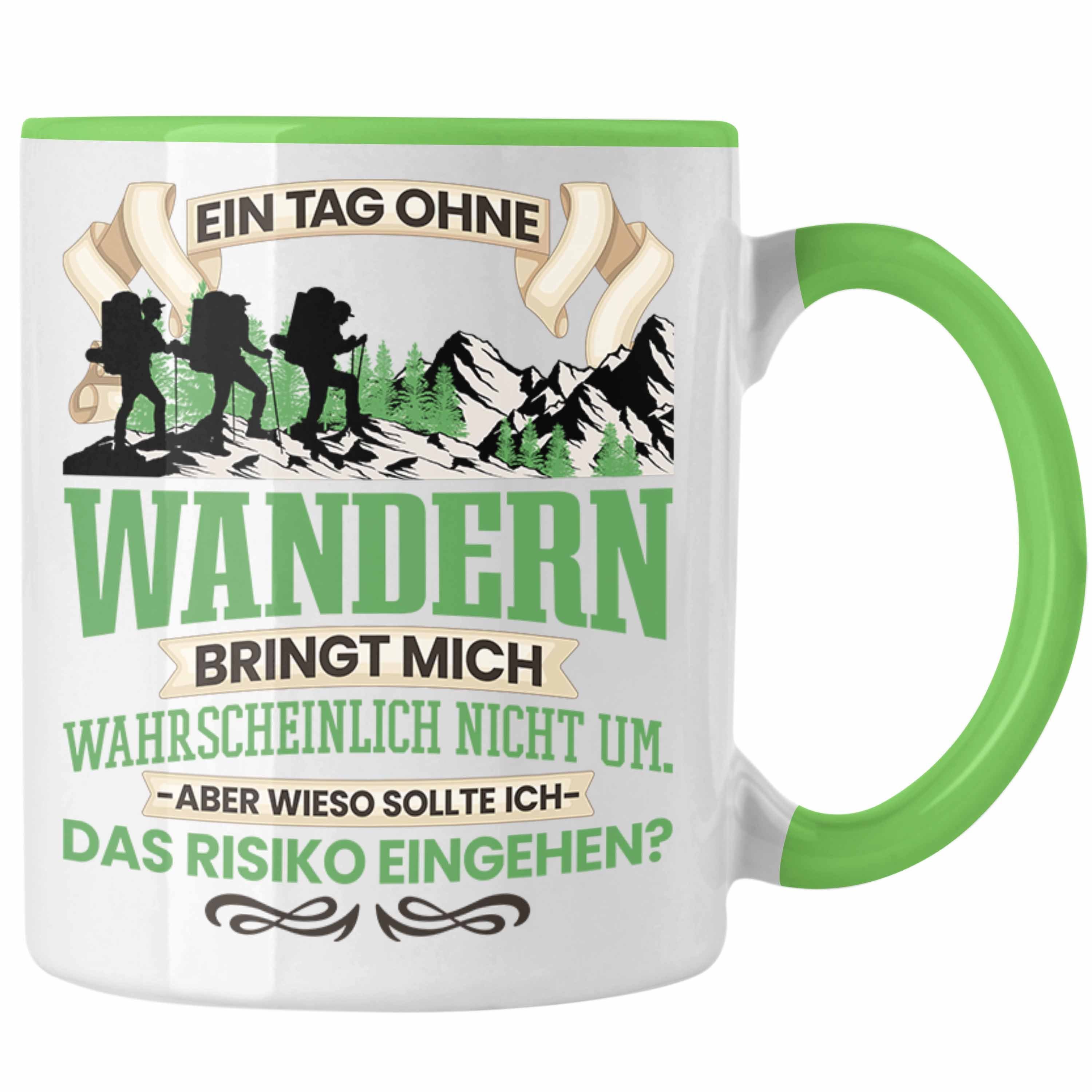 Trendation Tasse Trendation - Wandern Tasse Geschenk für Wanderer Berge Lustiger Spruch Grün
