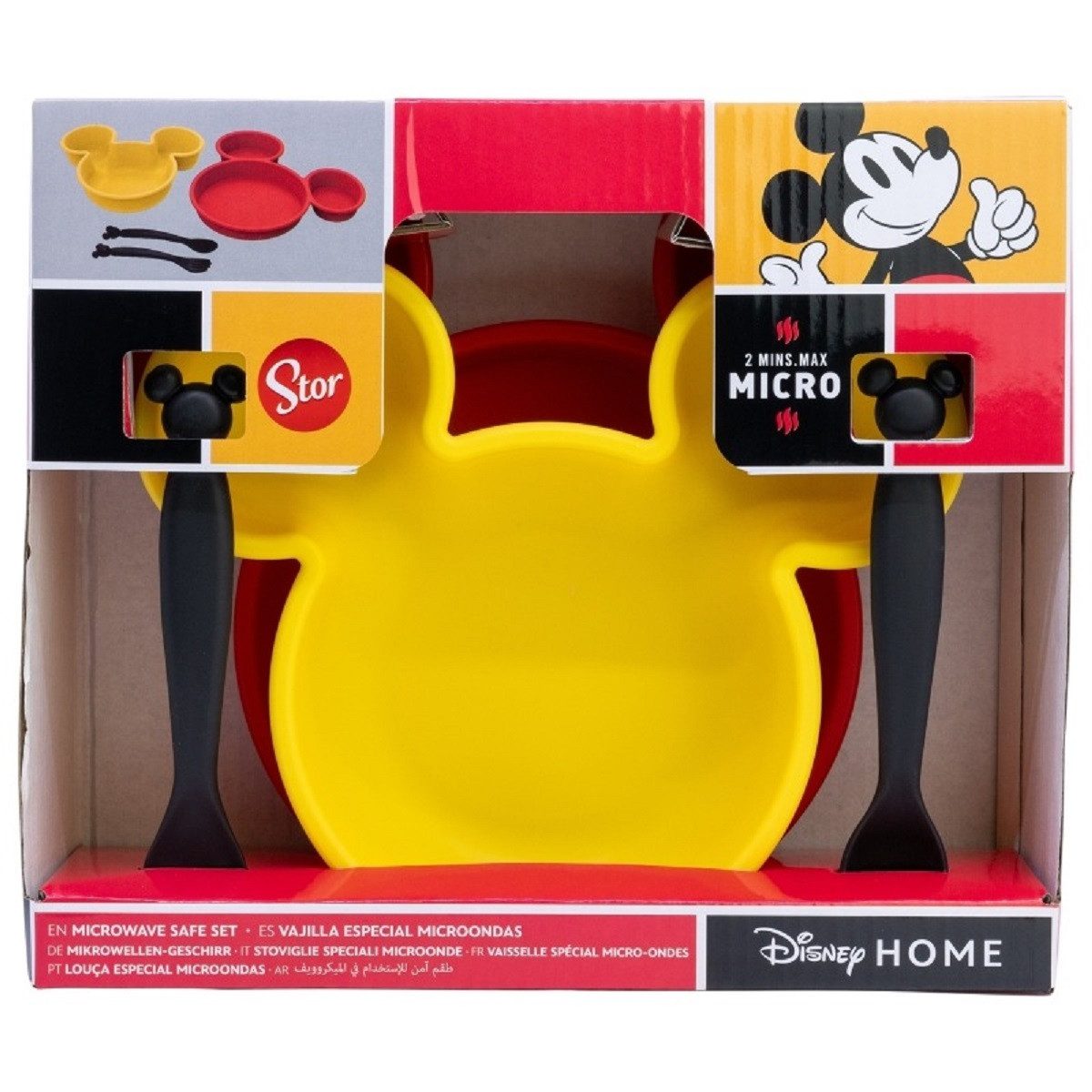 Disney Mickey Mouse Kindergeschirr-Set Kindergeschirr-Set 4-teilig – Teller, Schale & Besteck in Geschenkbox (4-tlg)