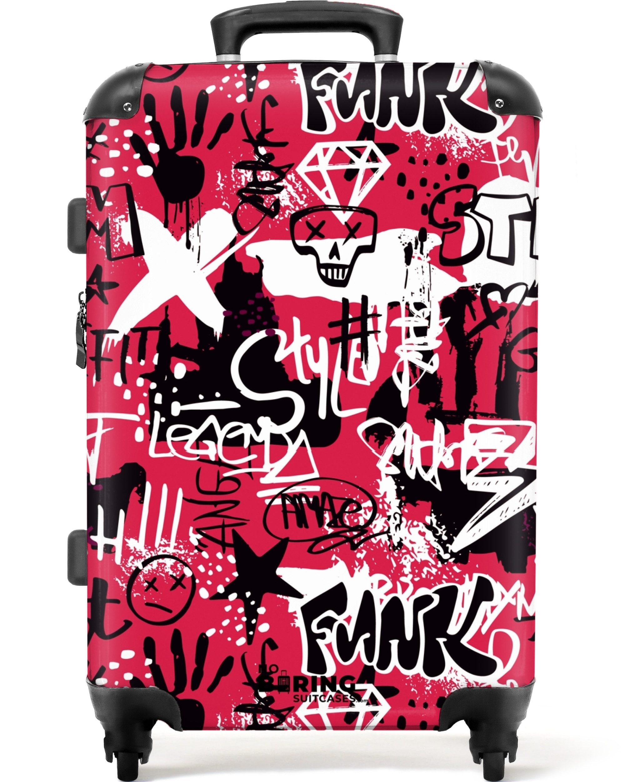 NoBoringSuitcases.com© Hartschalen-Trolley Graffiti-Kunstwerk auf rosa Hint günstig online kaufen