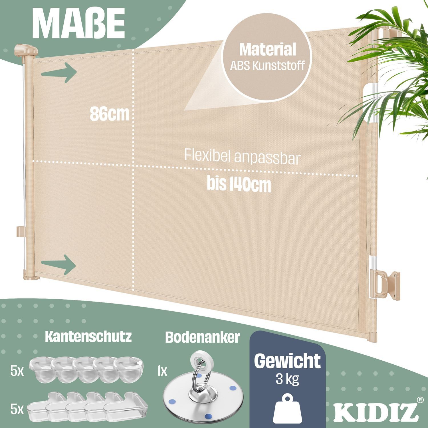 KIDIZ Türschutzgitter Treppenschutzgitter ausziehbar bis 140cm für Kinder, günstig online kaufen