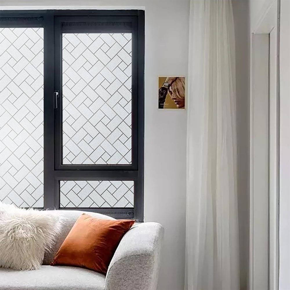 HomeBella Fensterfolie mit geometrischem Muster Sichtschutzfolie in Milchglas Optik, – Dekorfolie ohne Kleber für Fenster – Bild 5 von 5