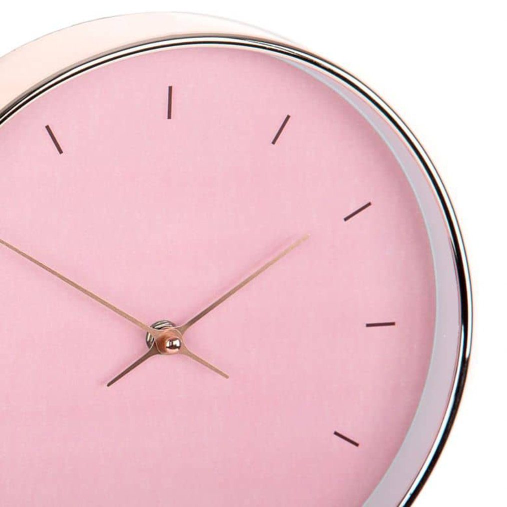 K&L Wall Art Wanduhr lautlose Shabby Chic Wanduhr Retro Uhr rund Ø 25cm Rosa Roségold Optik (ohne Tick-Geräusche, langlebiges Quarz Uhrwerk)