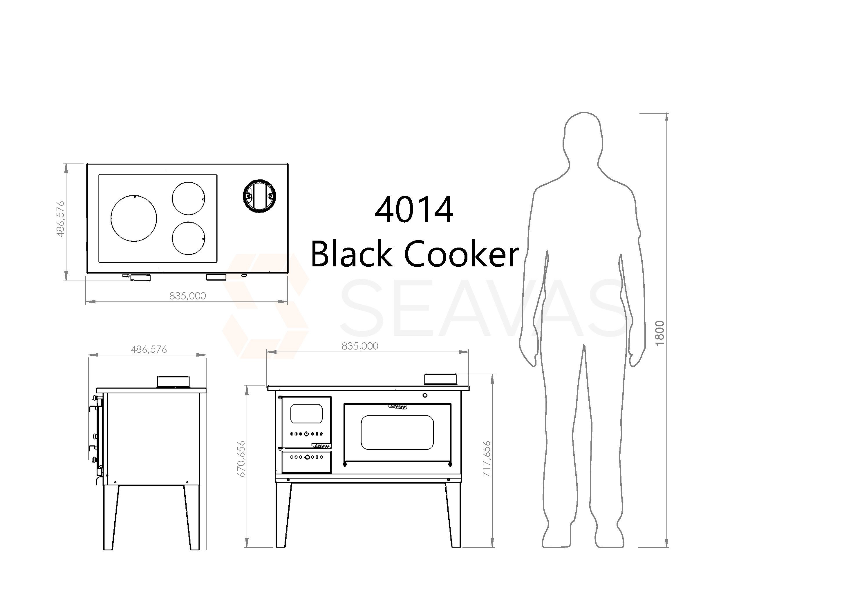 Hosseven Kaminofen 4014, 7,90 kW, Küchenofen, Holzofen, Backofen, Balkanofen, Holzherd, Gartenofen
