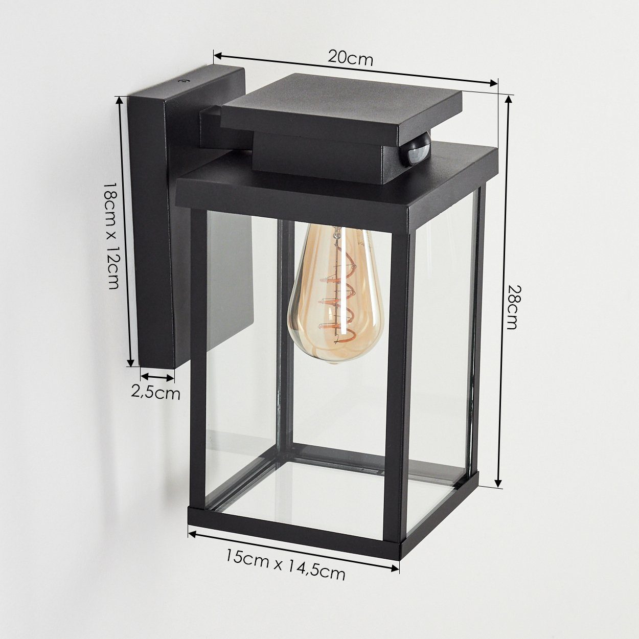 hofstein Außen-Wandleuchte »Poggio« Wandaußenleuchte moderne Wandlampe aus Metall/Glas in schwarz, ohne Leuchtmittel, E27, Außenleuchte abwärts mit Lichteffekt für den Eingangsbereich. Reduzierter Preis € 39,99. Unverbindliche Preisempfehlung € 59,90
