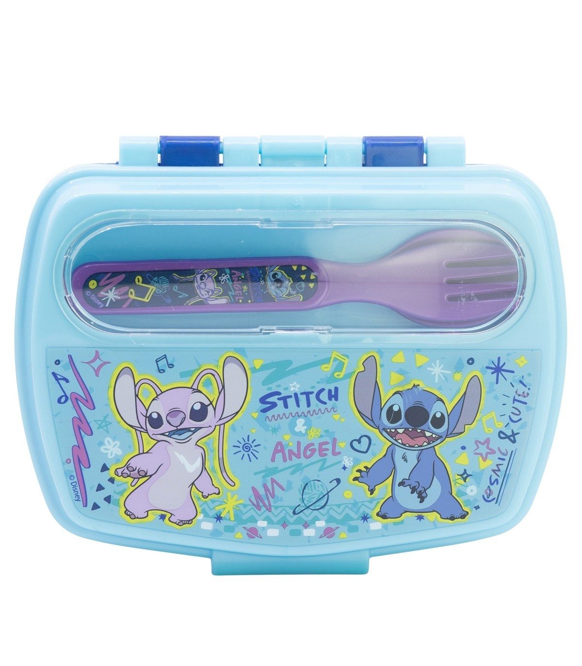 Disney Lunchbox Stitch Sandwichbox mit Besteck Kinder Brotdose, Polyethylen