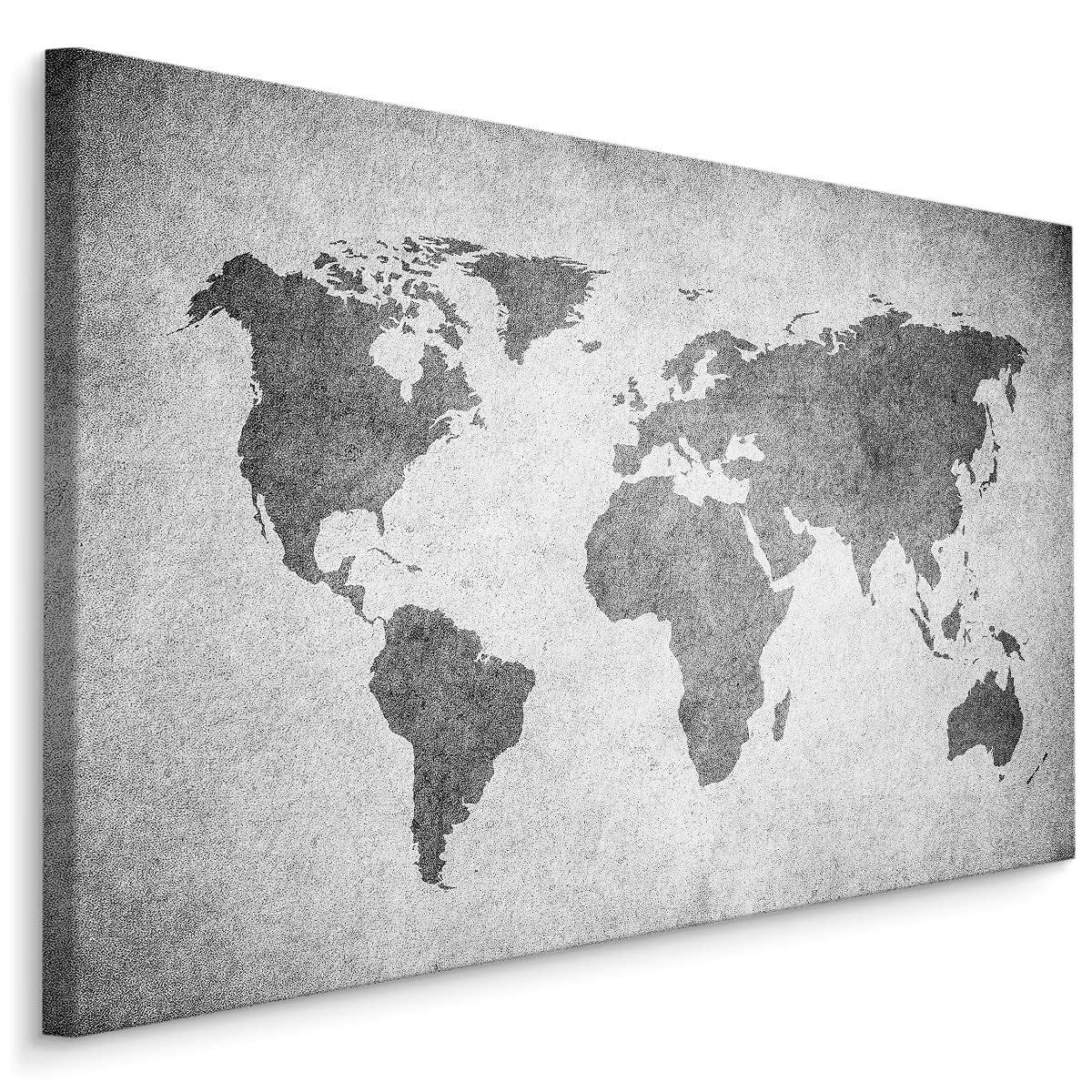 Muralo Leinwandbild Landkarten – Leinwandbild Wandbild Kunstdruck Wohnzimmer, Gebäude (1 St), Weltkarte – Kontinente – Ozeane, 90 x 60 cm, aufhängefertig